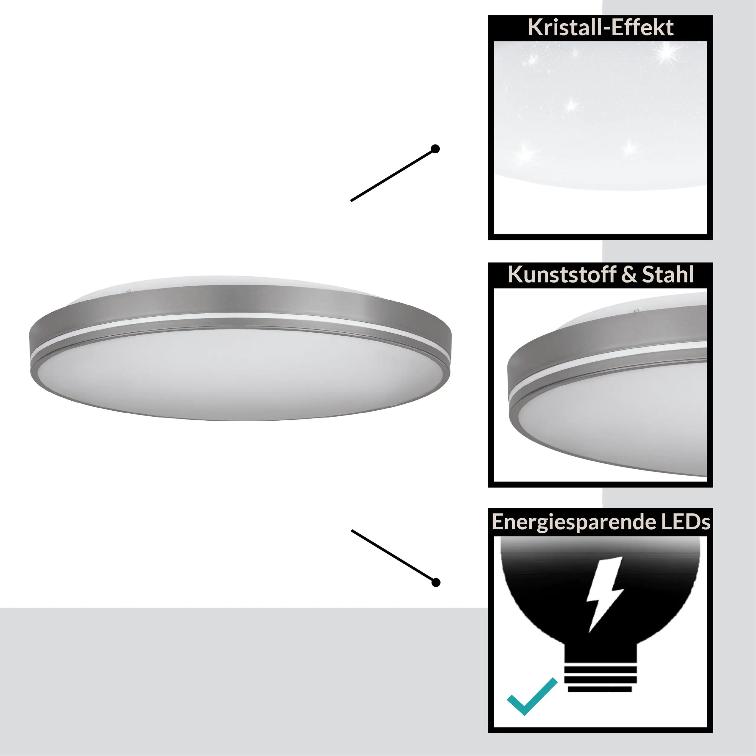 Eglo LED Deckenleuchte Orotava grau Ø 39,5 cm