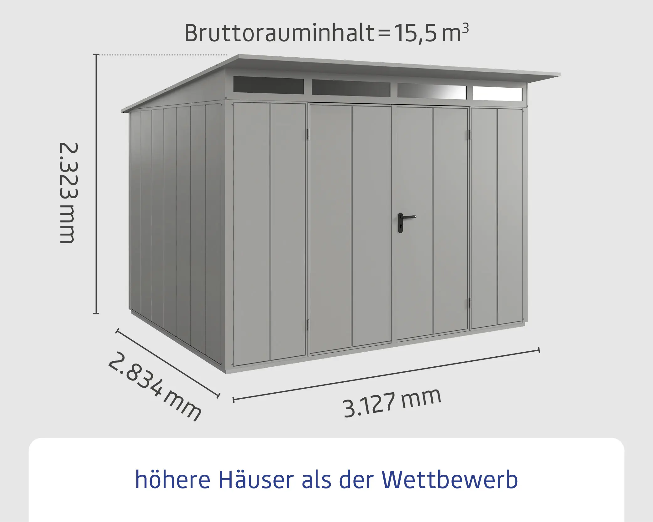 EcoStar Gerätehaus Elegant-P,Typ 3 312,7 x 283,4 x 232,3 cm graualuminium