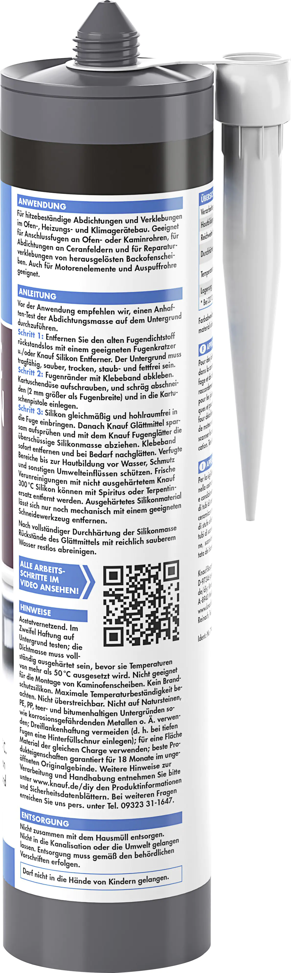 Knauf 300 °C Silikon 300 ml schwarz 