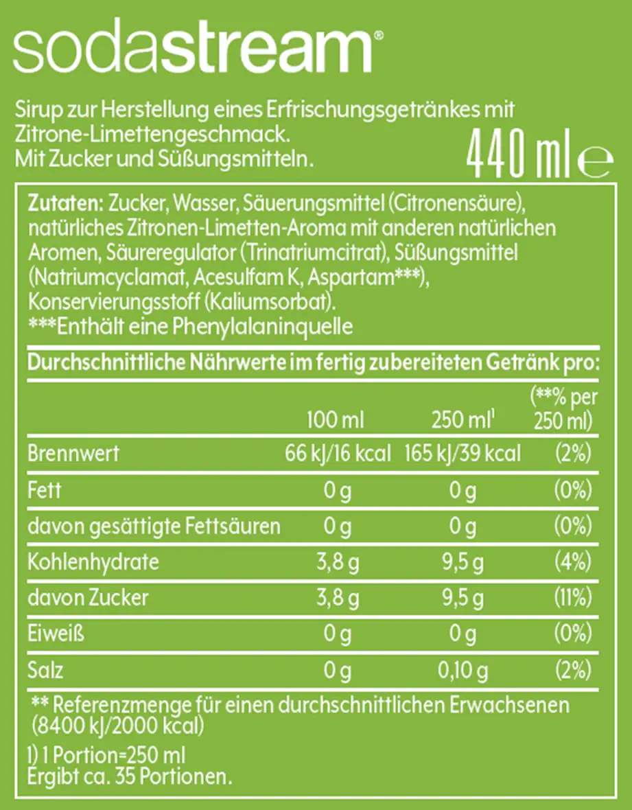 Sodastream Sirup Zitrone-Limette, 440 ml