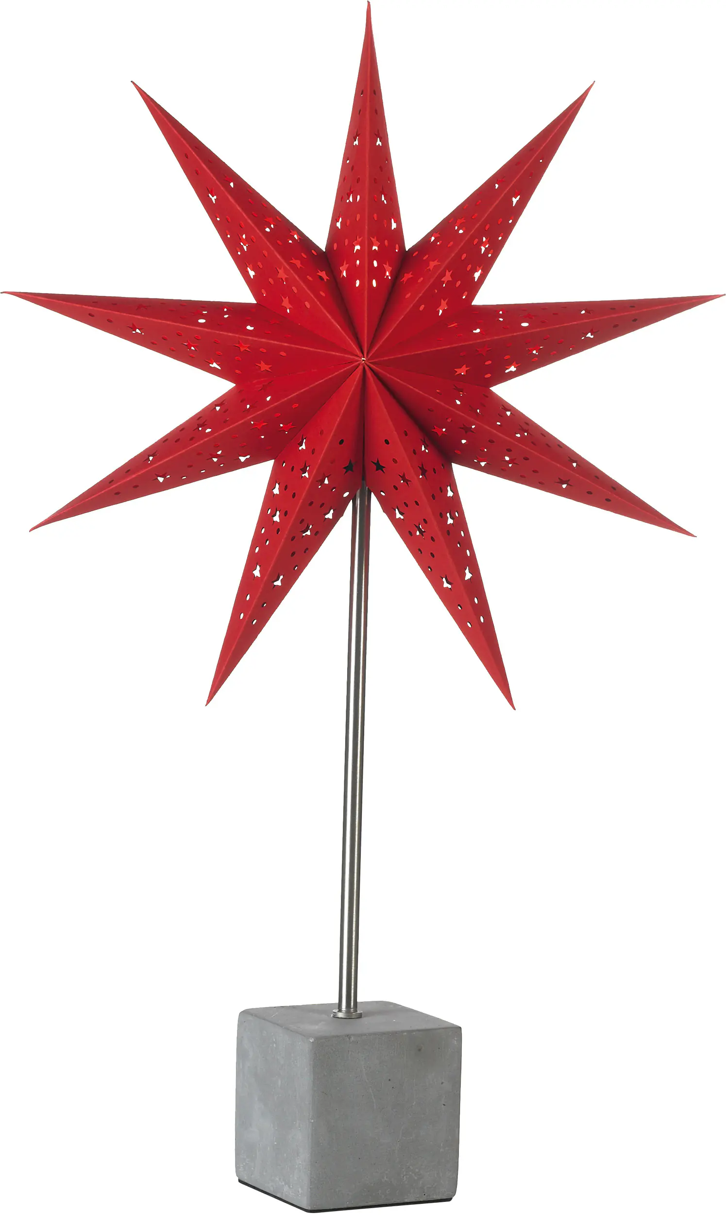 Markslöjd VELOURS Standstern rot, H 45 cm x T 16,5 cm x B 45 cm