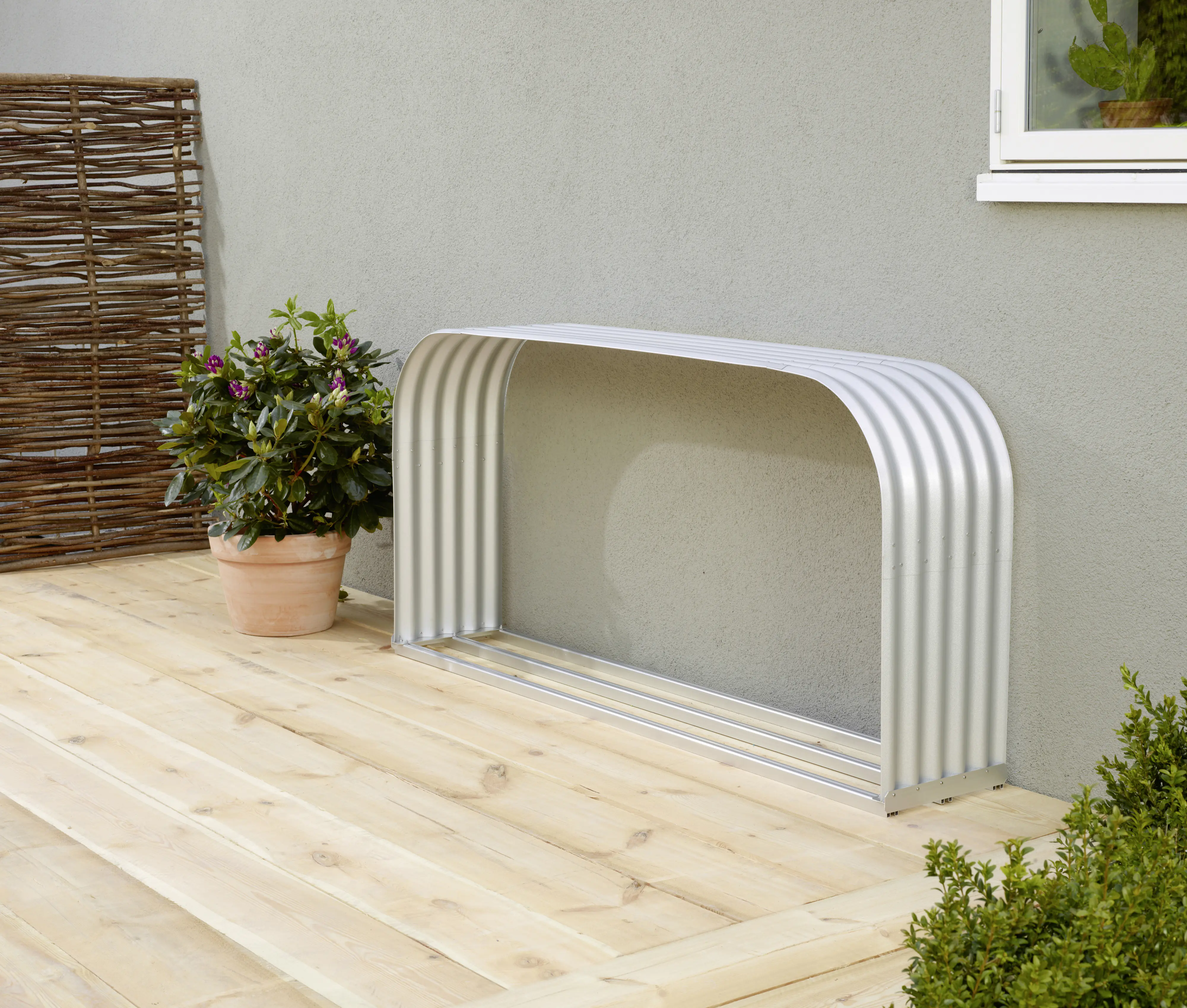 Vitavia Kaminholzregal Lignum 210 x 40 x 100 cm blank aluminium Querformat