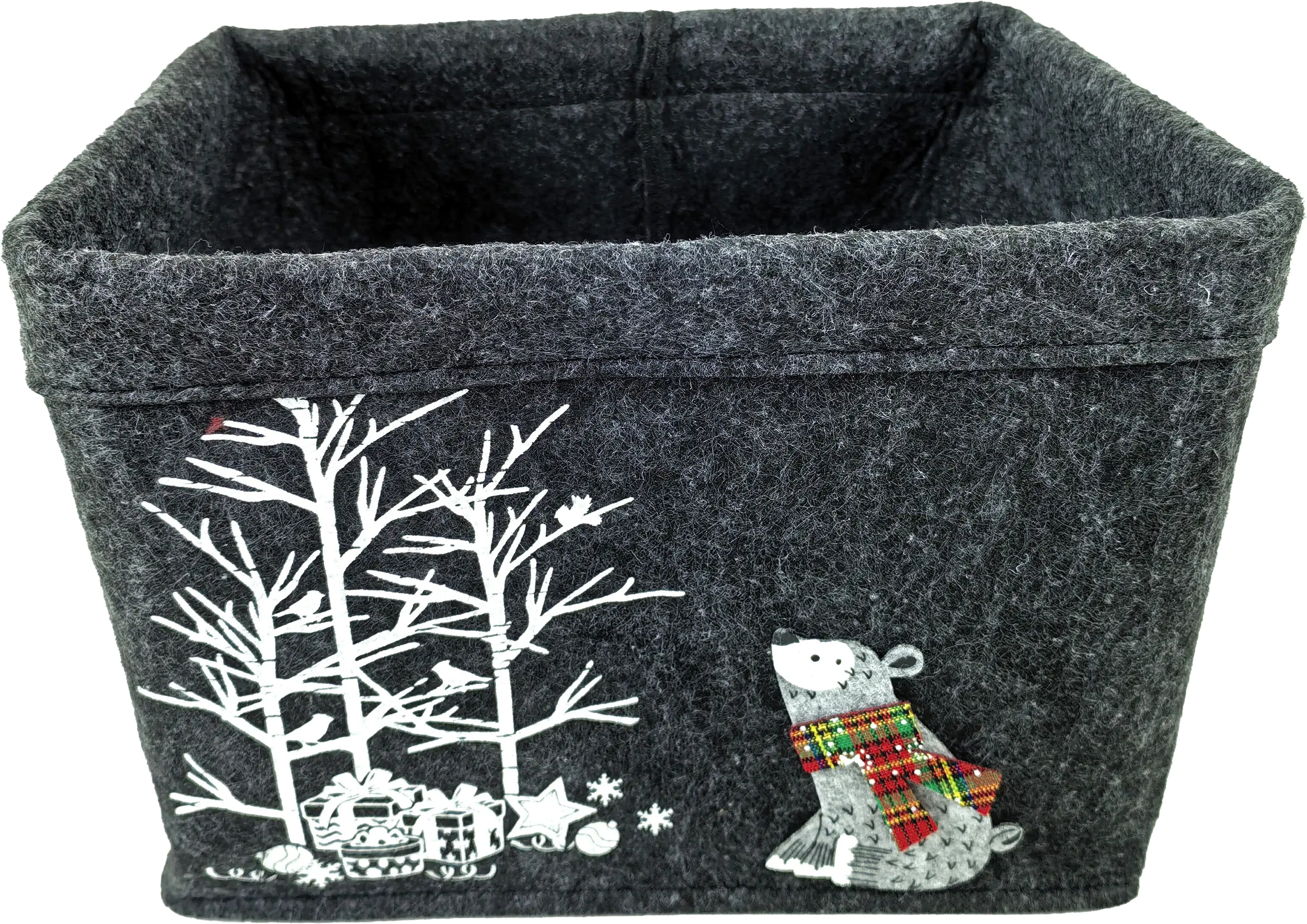 TrendLine Deko Korb Filz Weihnachten 27 x 21 x 20 cm grau