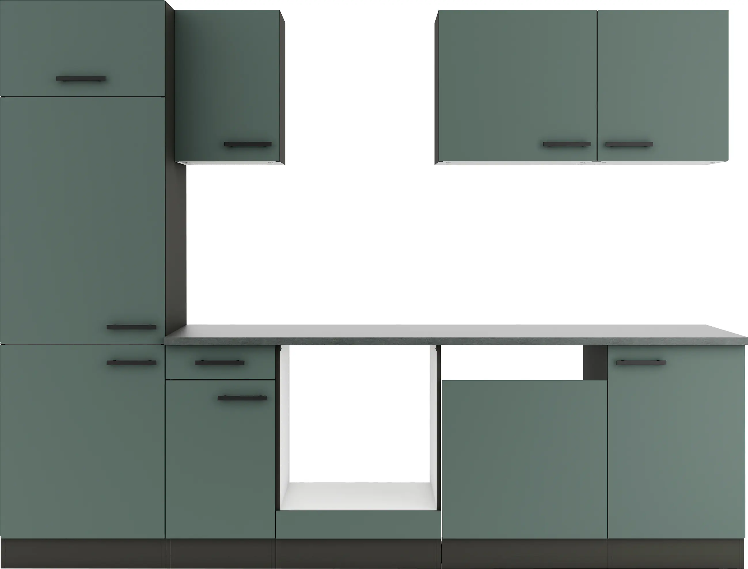 Optifit Küchenzeile Verona 405 ohne Geräte steingrün 270 cm 