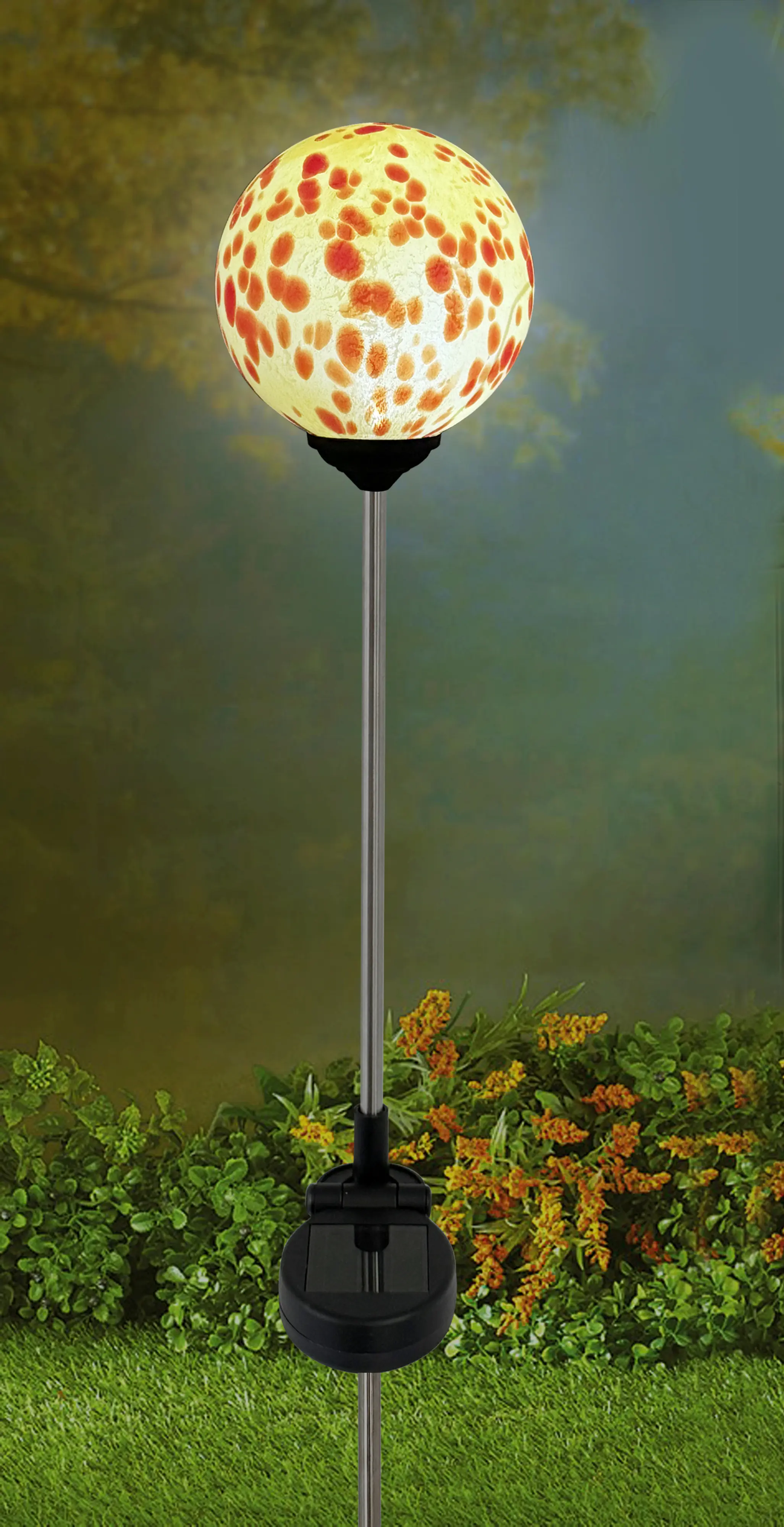 Dapo LED Solarleuchte Glaskugel mit Erdspieß weiß