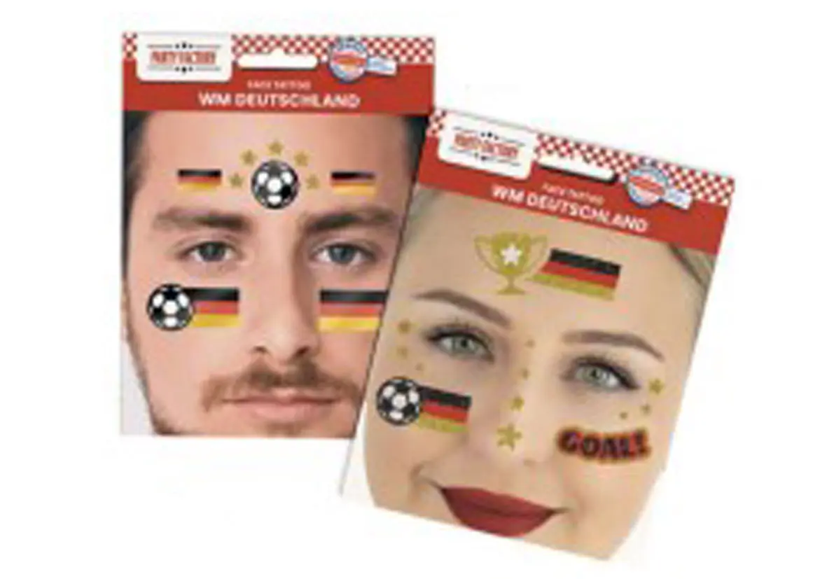 Gesicht-Tattoo Fußball Frau bunt 1 Stück