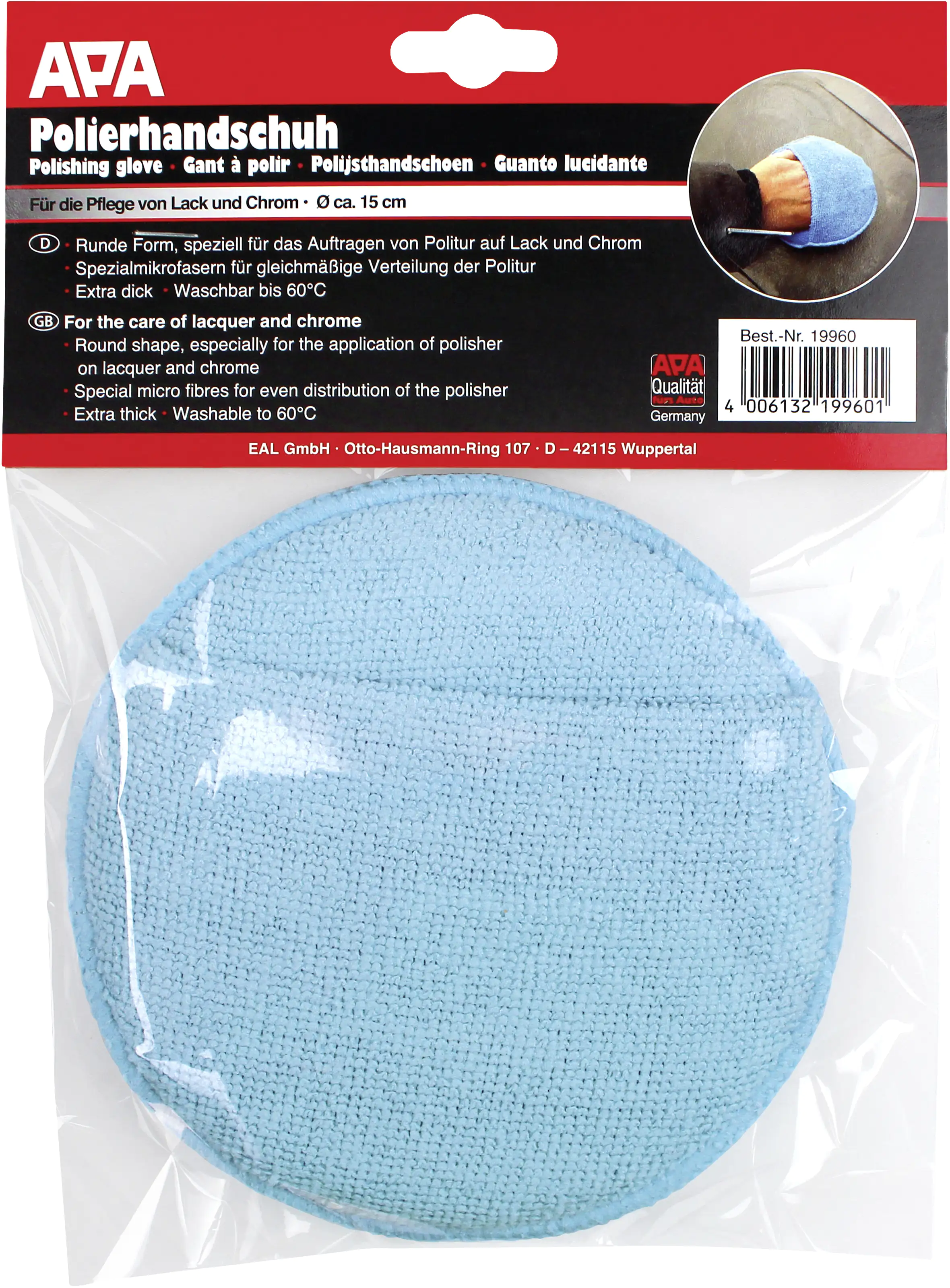 APA Polierhandschuh blau rund Ø 15cm APA Polierhandschuh blau rund Ø 15cm