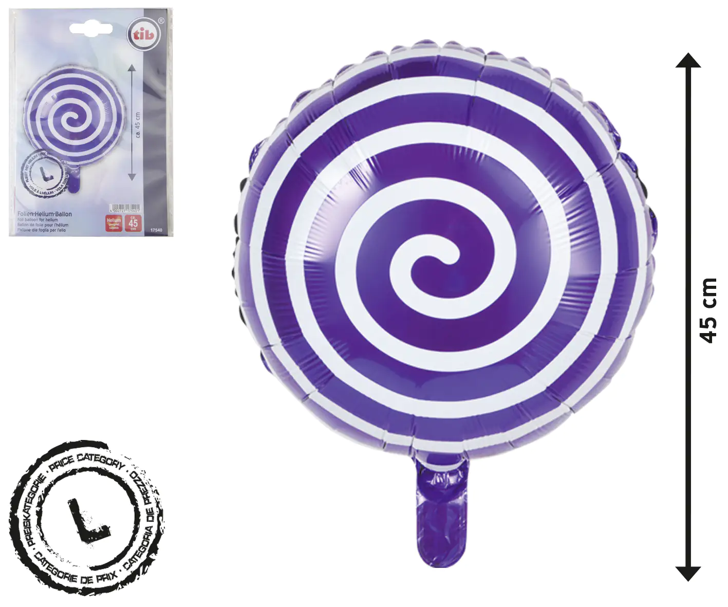 TIB Heyne Folienballon Lollipop lila 1 Stück