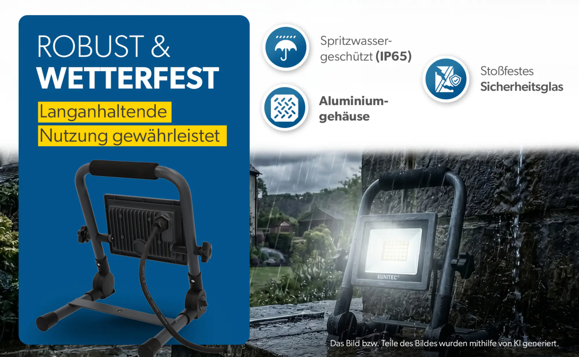 UniTec LED Baustrahler anthrazit tragbar 21 W 2550 lm 
