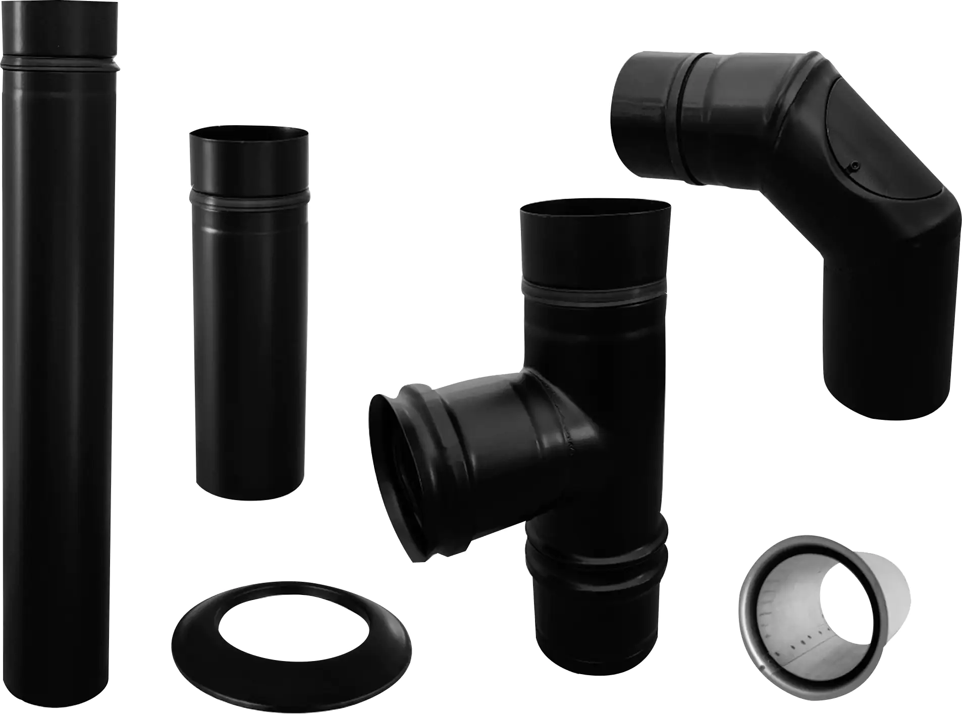 Pelletofenrohr Set schwarz