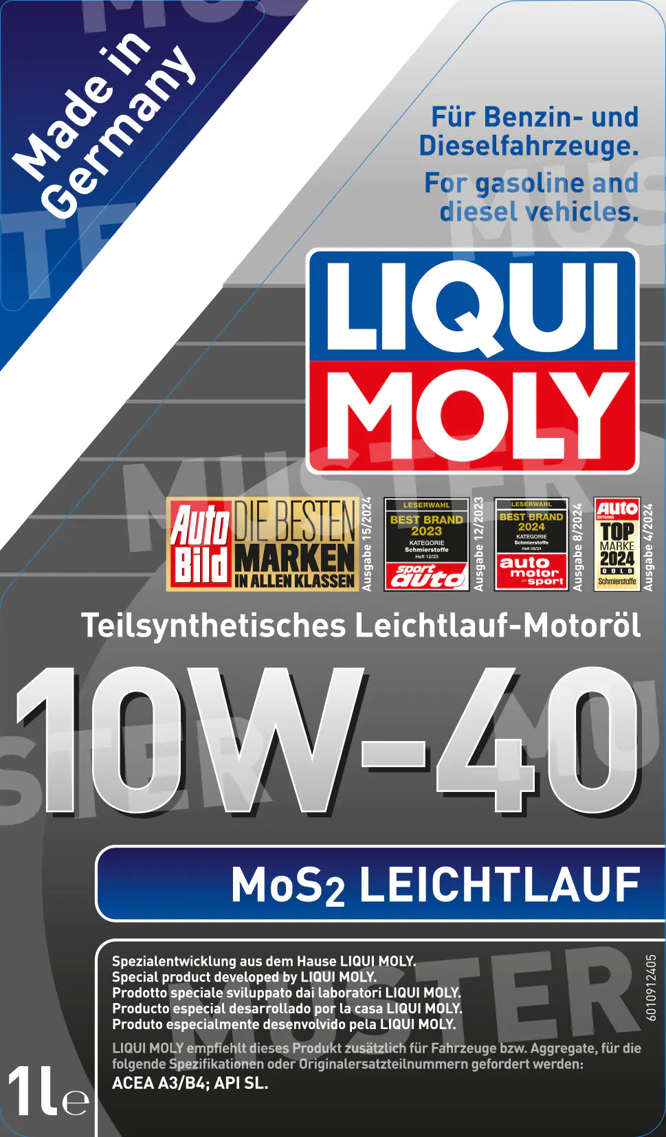 Liqui Moly Motoröl MoS2 Leichtlauf 10W-40 1 L
