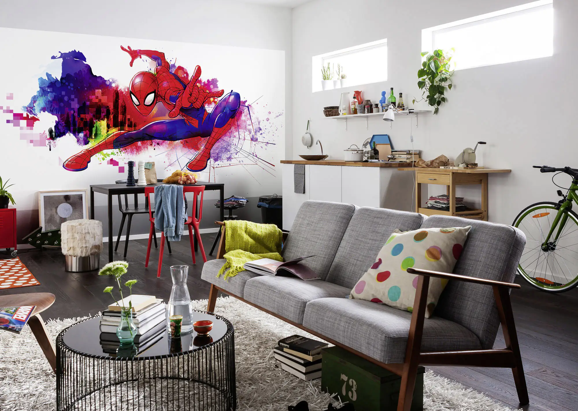 Komar Vlies Fototapete Spider-Man Graffiti 300 x 150 cm 