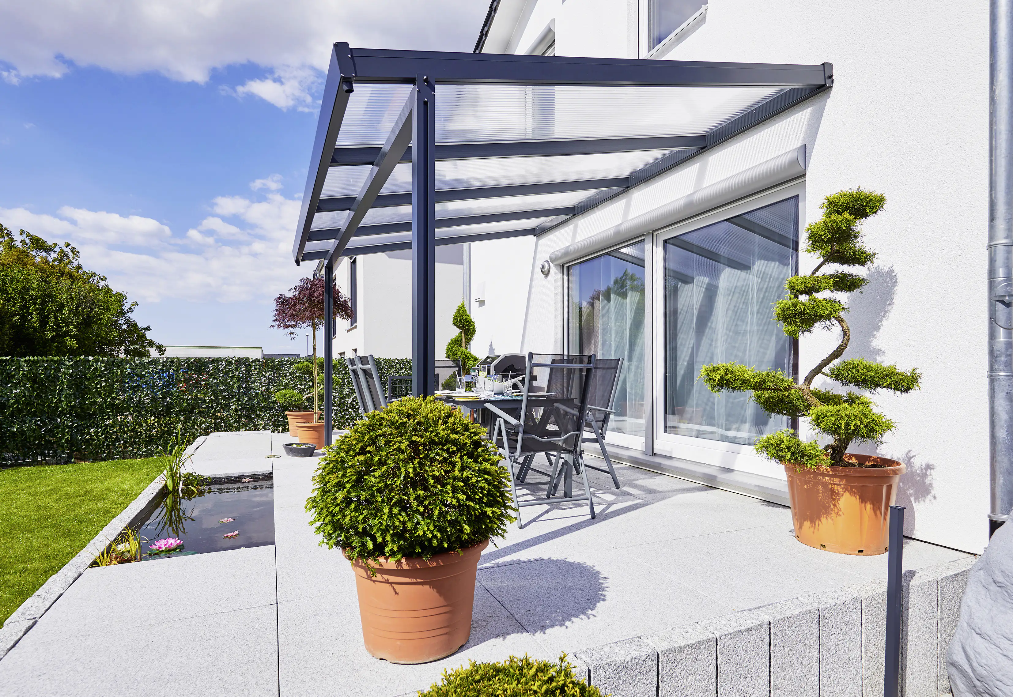 Gutta Premium Terrassendach 410,2 x 306 cm anthrazit Acryl klar 16 mm