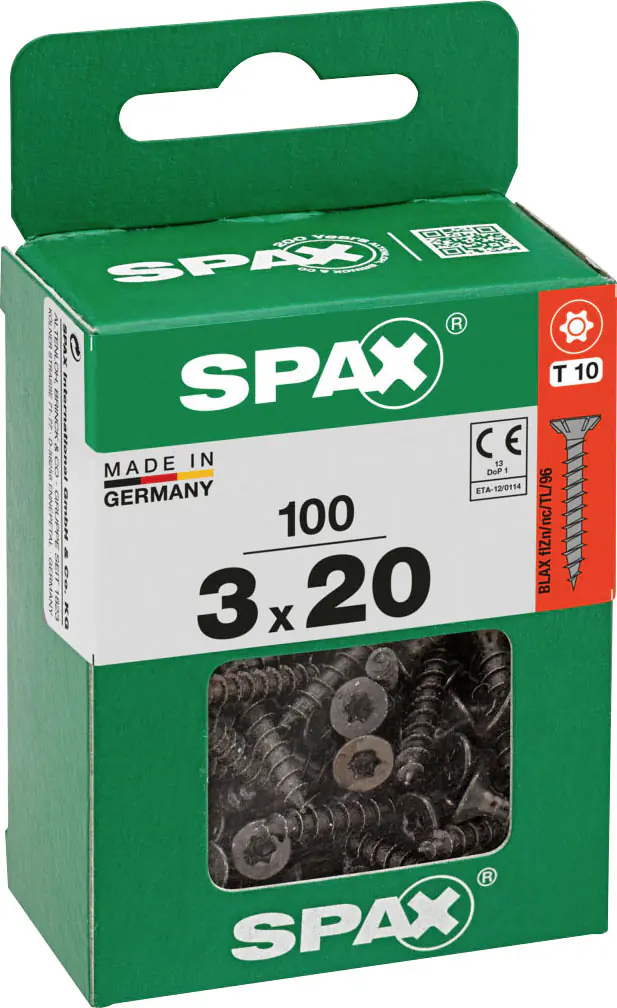 Spax Universalschrauben 3 x 20 mm T10 Vollgewinde - 100 Stk. 