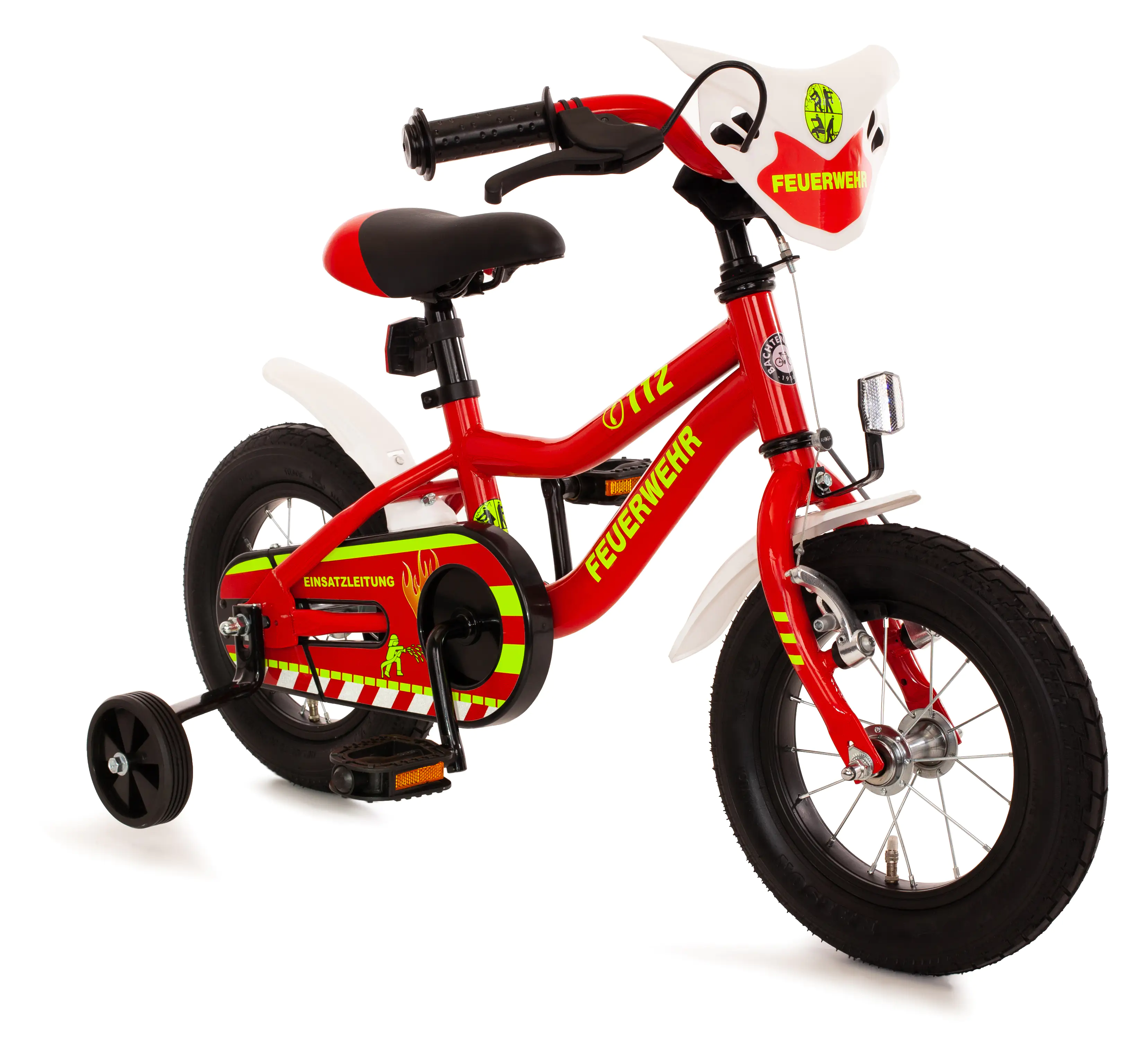 4033365990231_3 Bachtenkirch Kinderfahrrad Feuerwehr Kuma 12,5 Zoll rot weiß