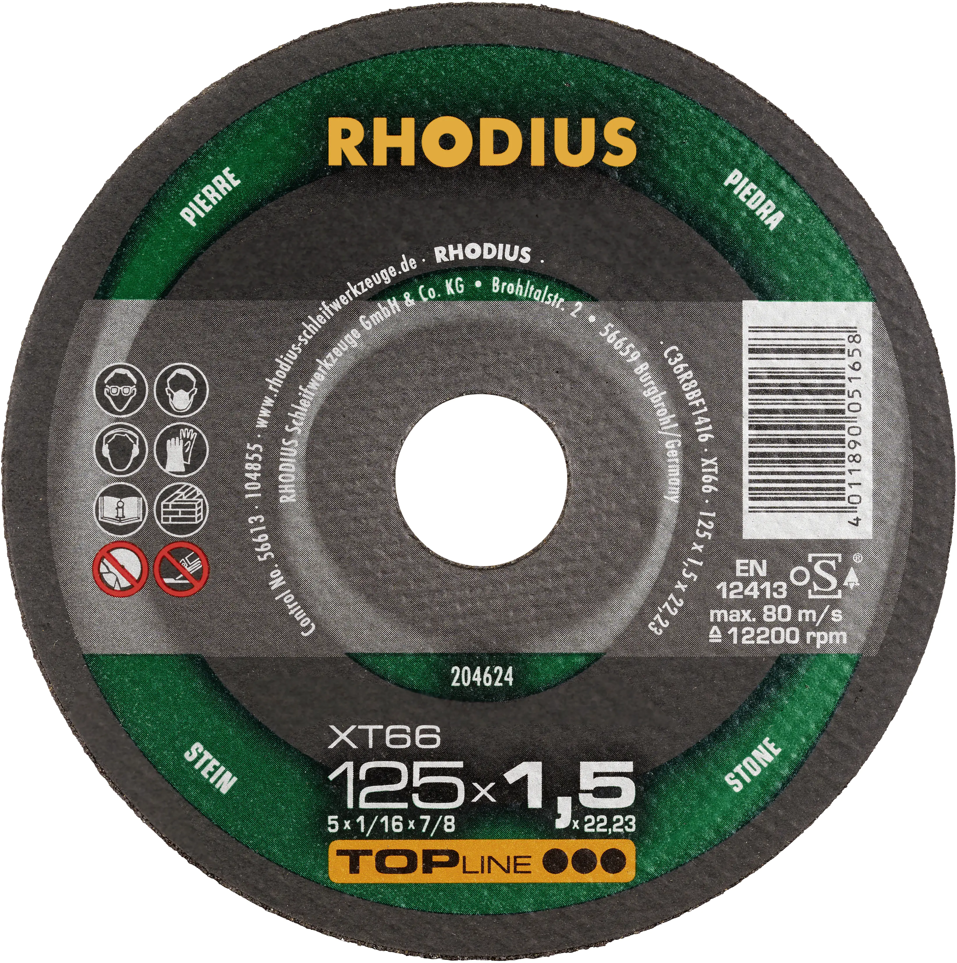 Rhodius Trennscheibe extradünn XT66 Ø 125 mm Bohrung 22,23 mm Rhodius Trennscheibe extradünn XT66 Ø 125 mm Bohrung 22,23 mm