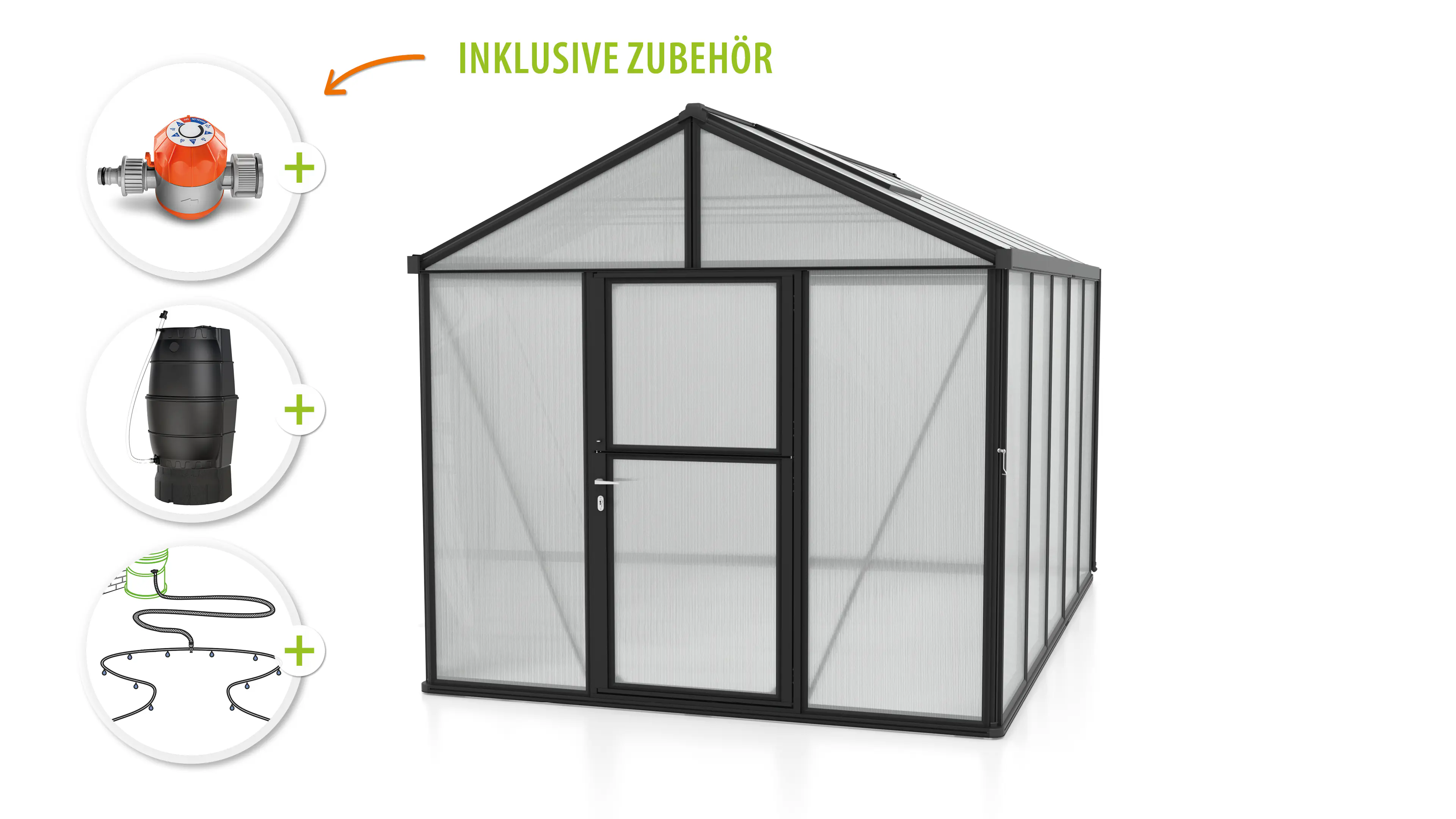 Vitavia Gewächshaus-Set Zeus 10000 HKP 10 mm schwarz 266 x 398 cm 