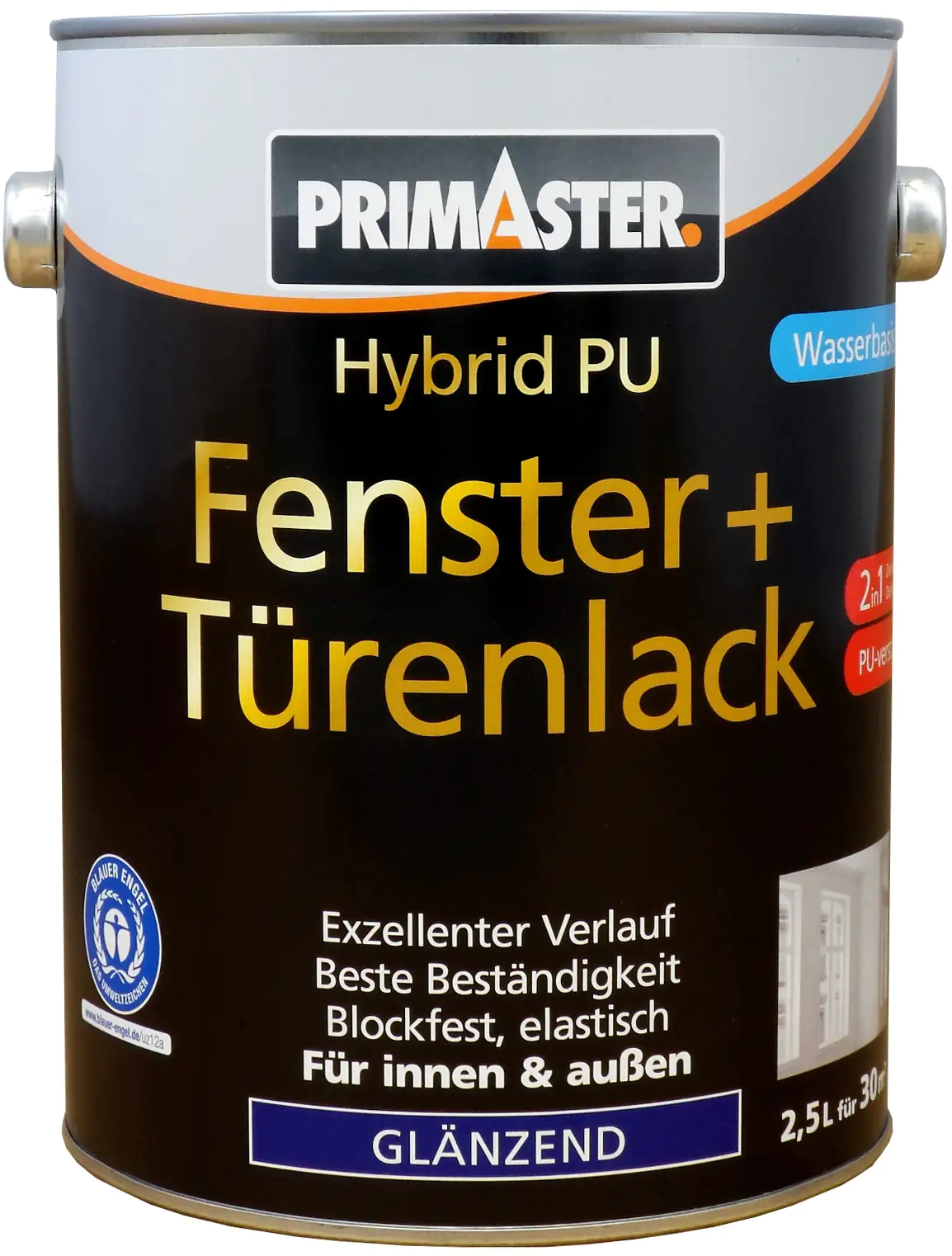 4000590165123 Primaster Hybrid-PU Fenster- u. Türenlack 2,5 L weiß glänzend