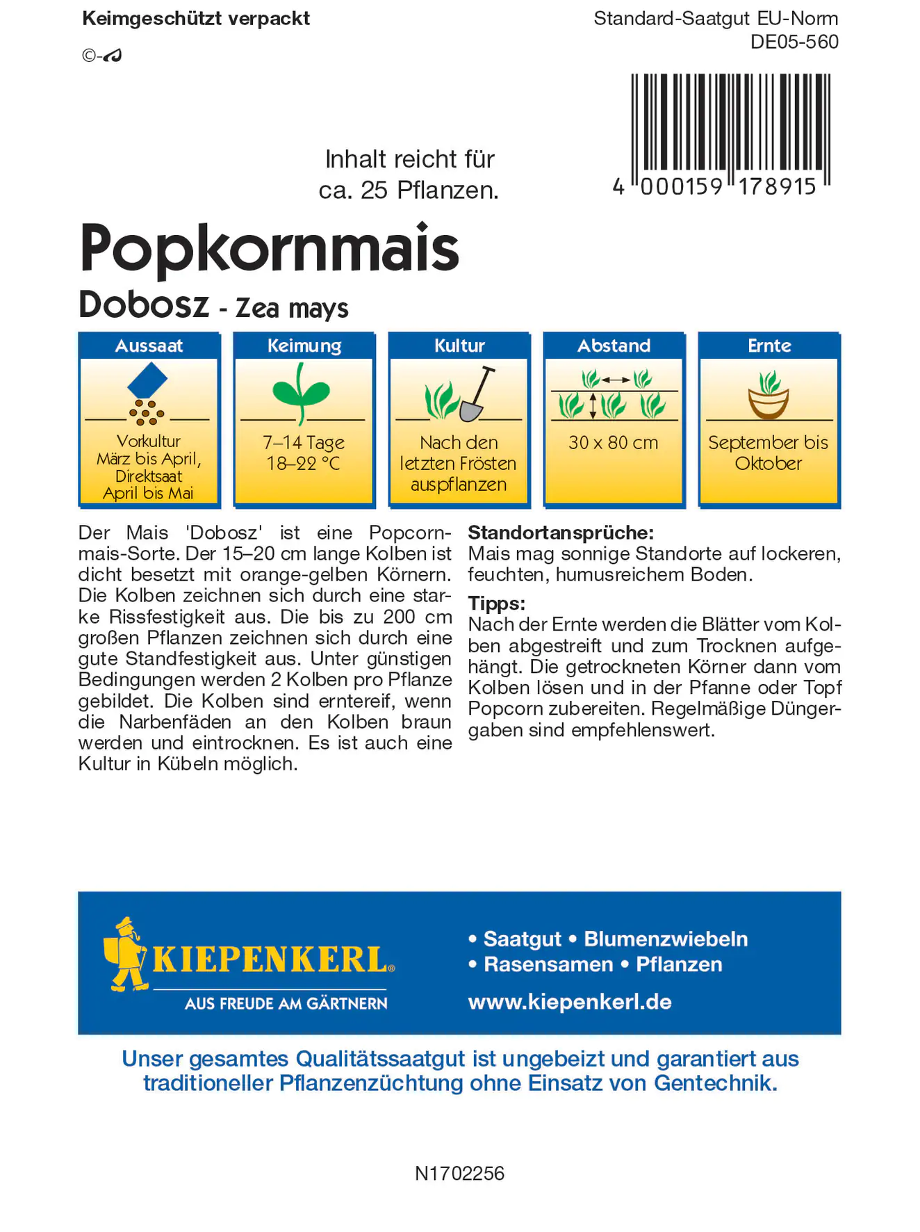 Kiepenkerl Popkornmais Dobosz F1