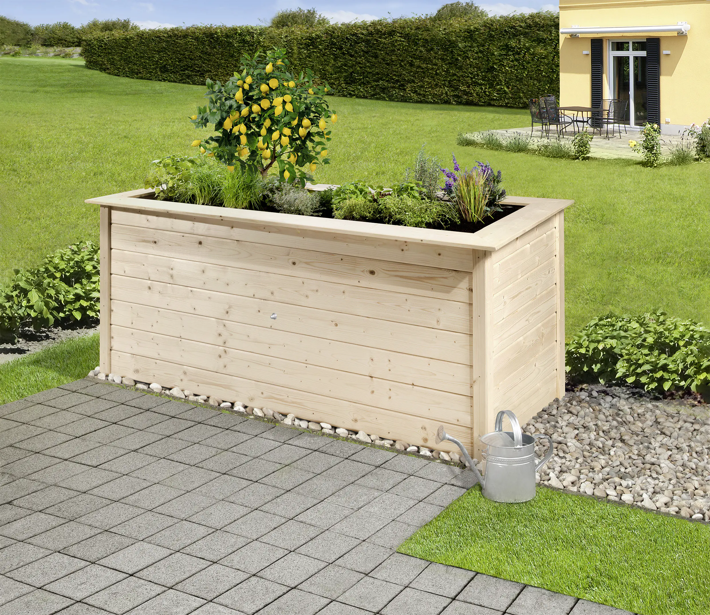 Weka Hochbeet 28 205 x 80 x 81 cm natur mit Noppenbahn, Wühlmausschutz