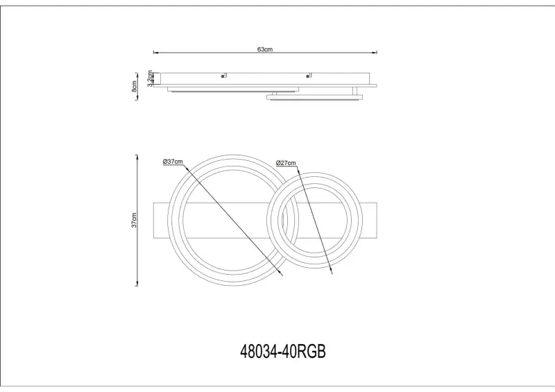 Globo Deckenleuchte Jayden 73 x 37 cm schwarz CCT