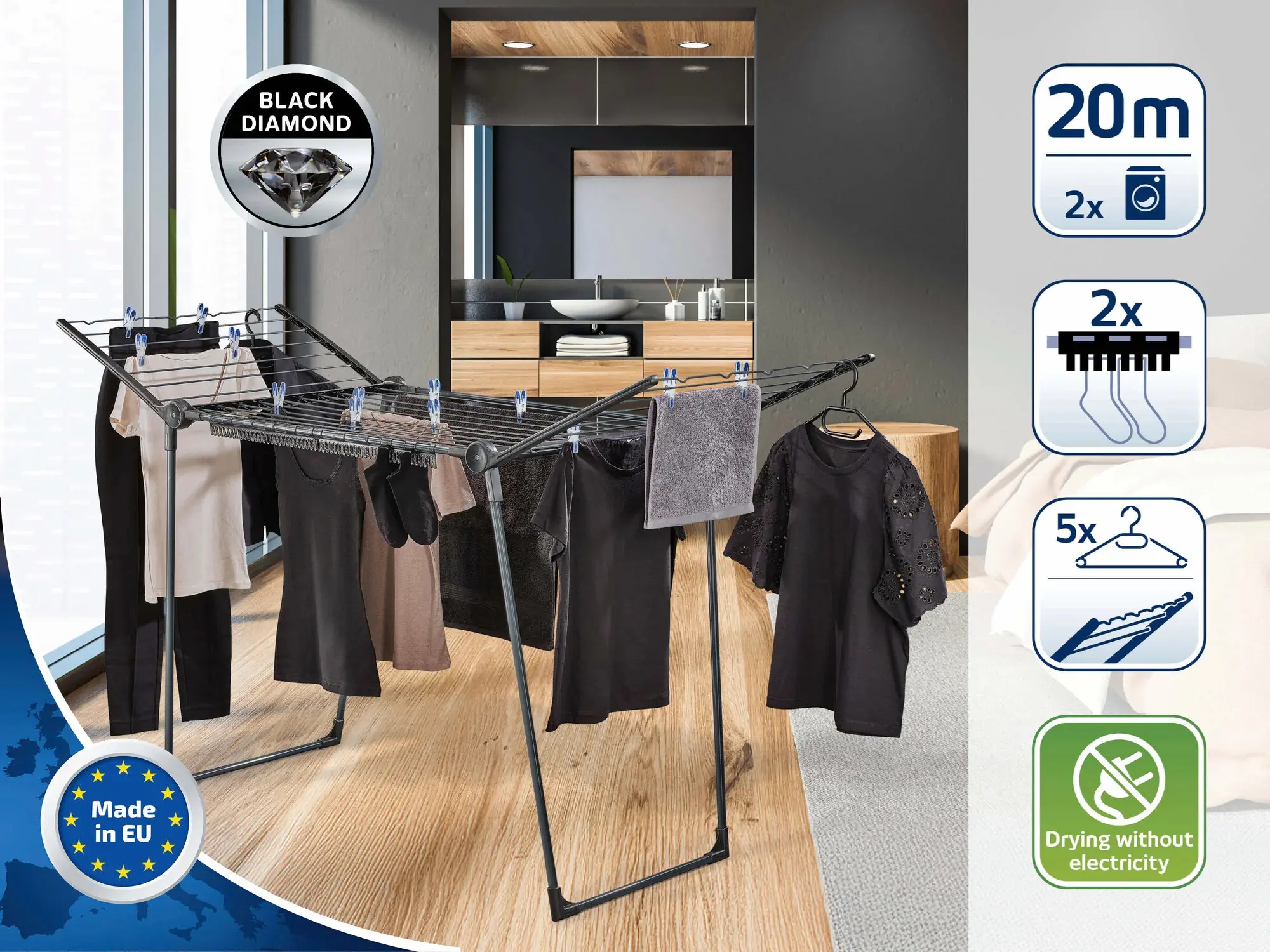 Leifheit Standtrockner Pegasus 200 Solid Black