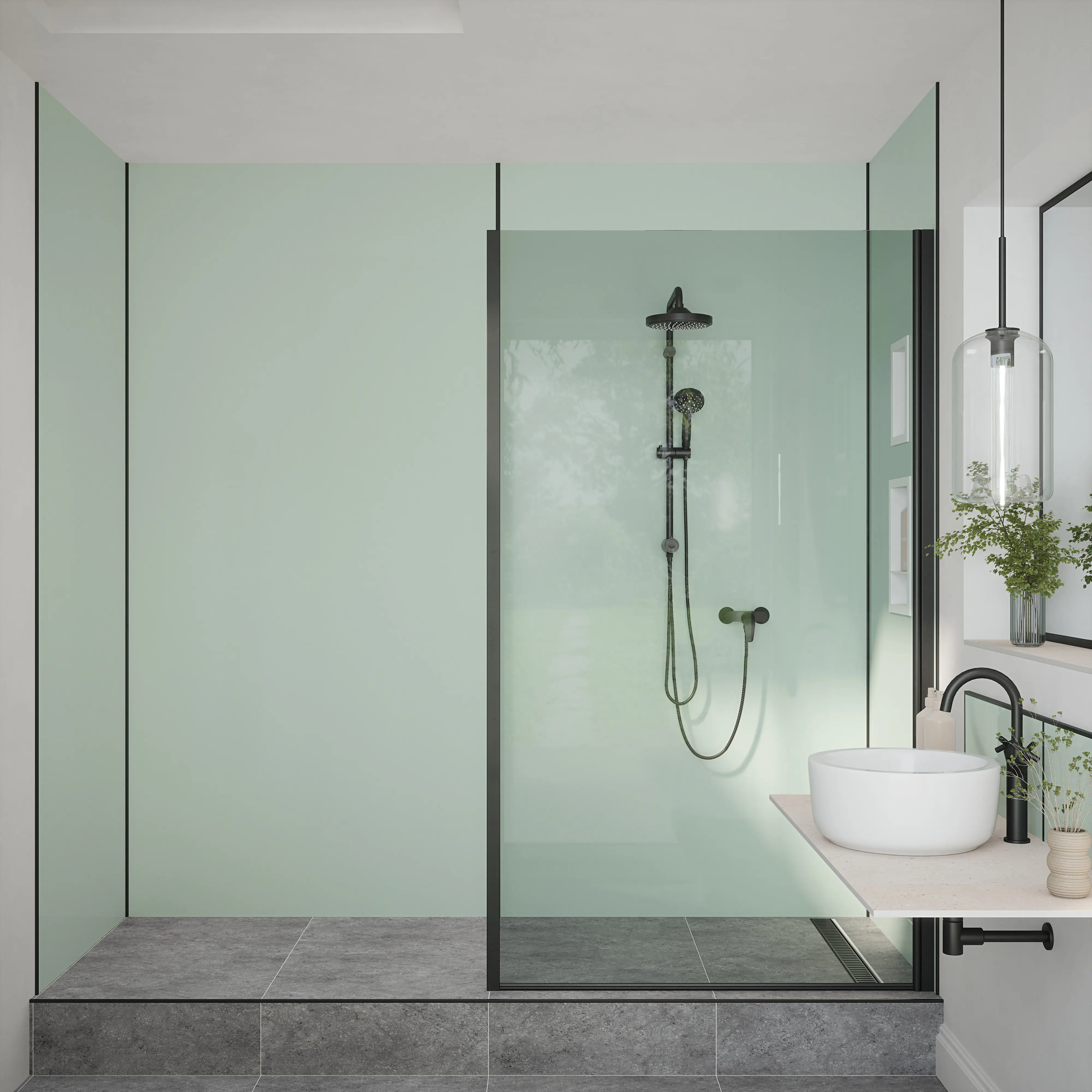 Wetwall Alloy Wandpaneel  Terra Grey/Seabreeze Green 60 x 244 cm
