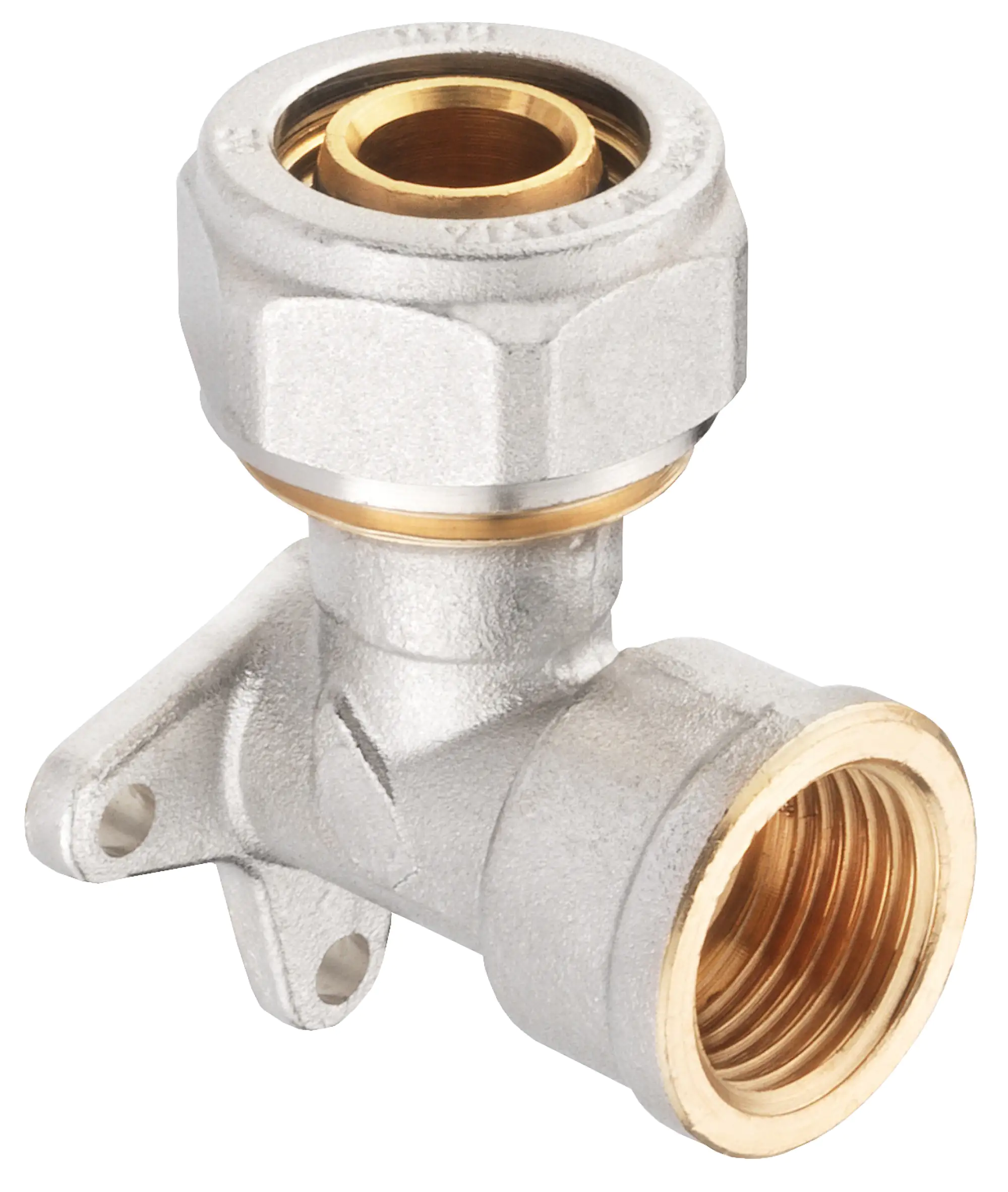 Cornat Schraub-Wandscheibe 90° komplett ø 20 mm 1/2" IG Messing vernickelt