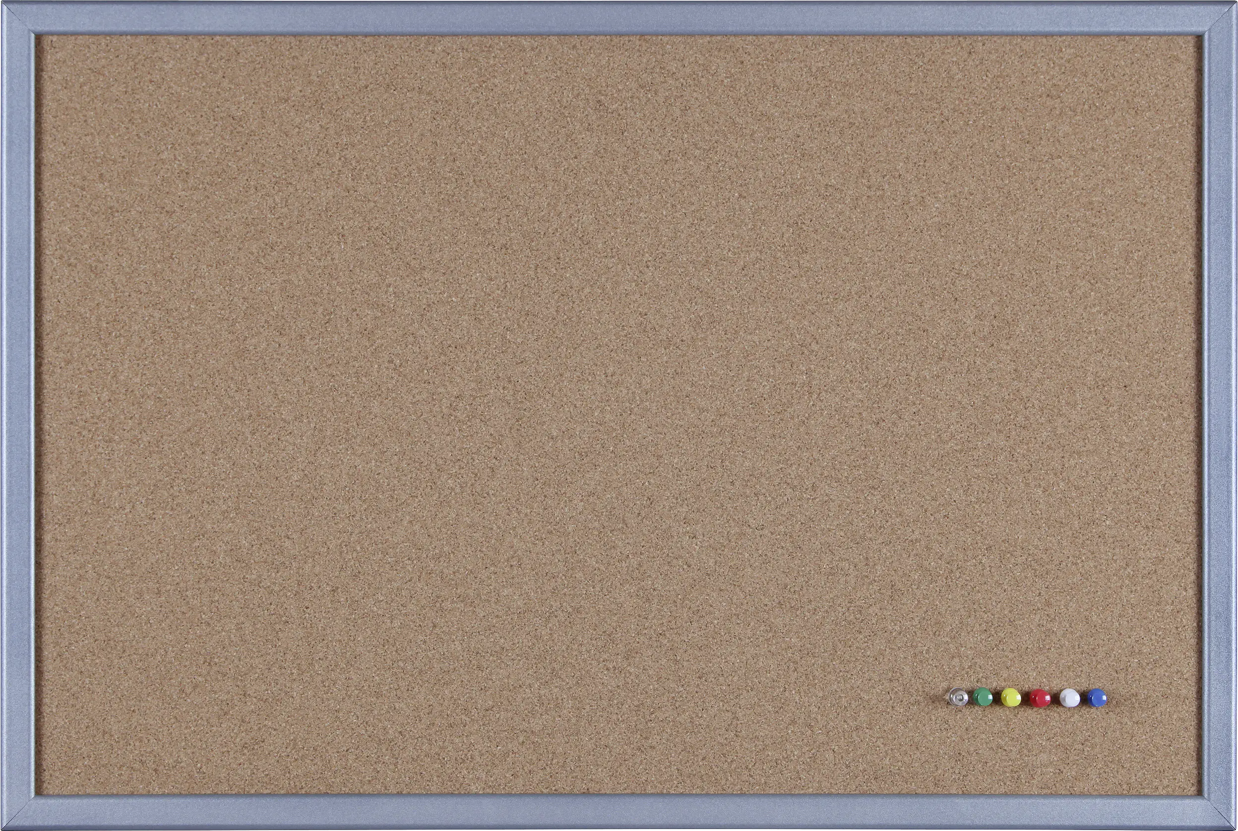 Vigo Pinnwand aus Kork, Rahmen silber, 60 x 40 cm, incl. 5 Pinnadeln