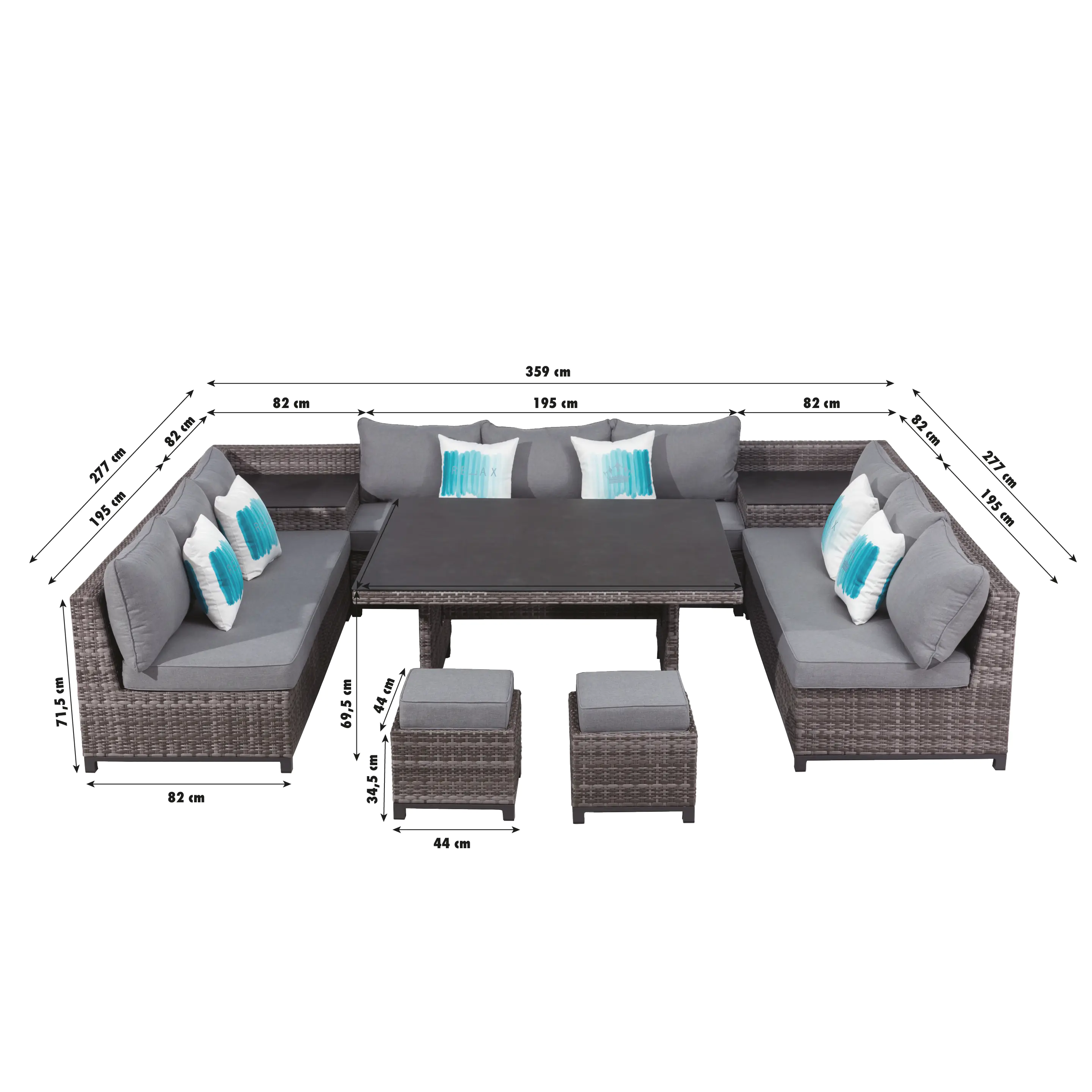 Primaster Dining Lounge Möbelset Tavira inkl. All-Wetter Kissen