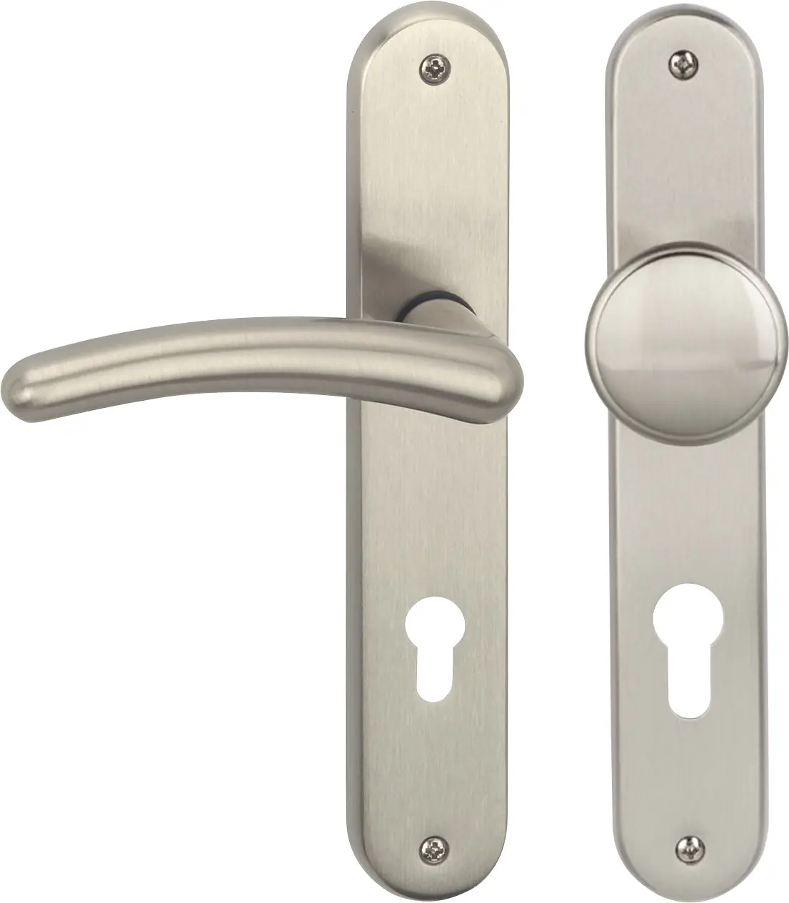 Südmetall Türgriff-Garnitur Langschild Franziska PZ Messing satiniert Drücker rechts silber 225 x 40 mm