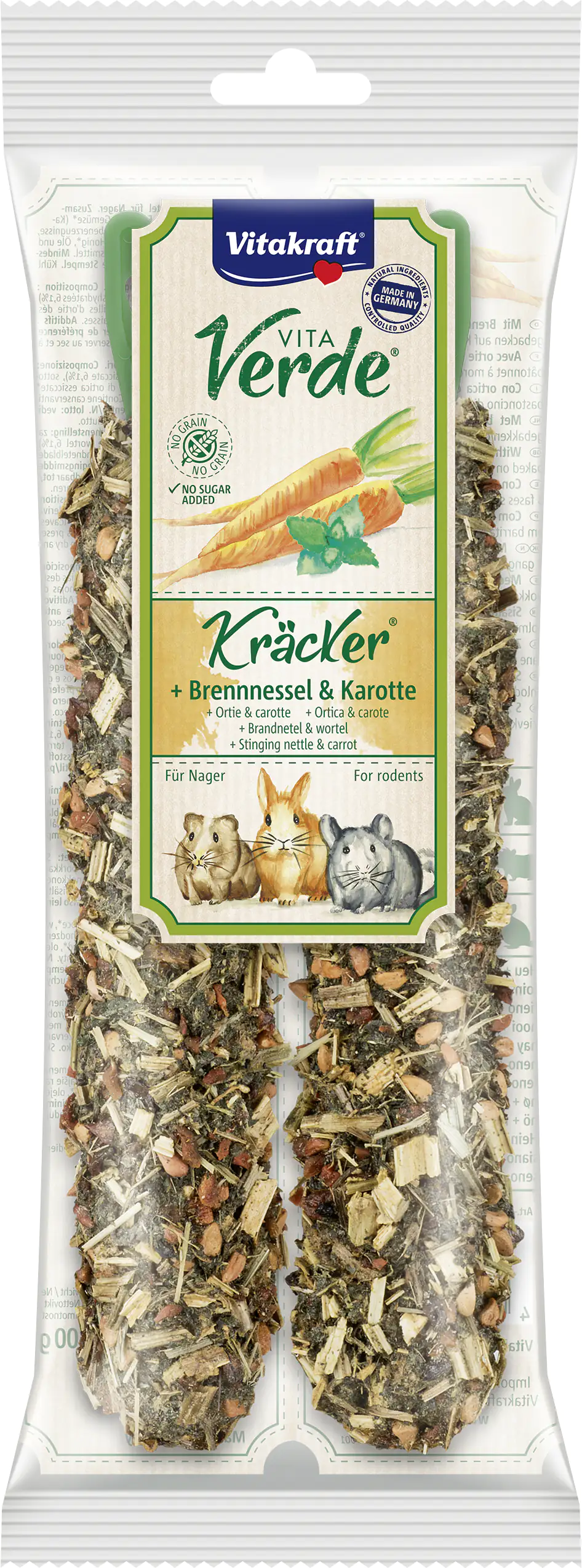 Vitakraft V.Verde Kräcker Brennnessel/Karotte 2 Stück / 80 g Vitakraft V.Verde Kräcker Brennnessel/Karotte 2 Stück / 80 g
