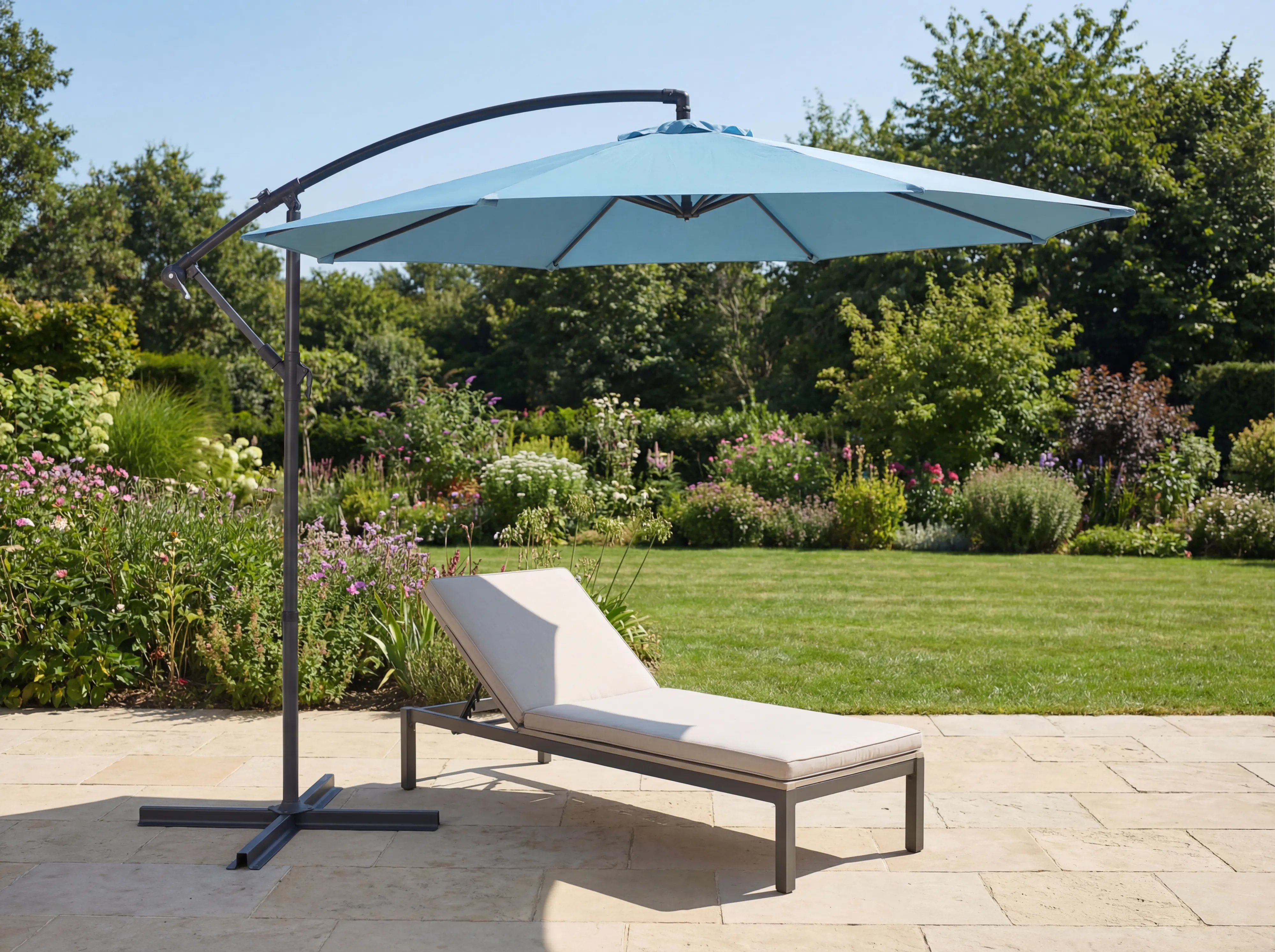 TrendLine Ampelschirm hellblau Ø 300 cm inkl. Kreuzständer