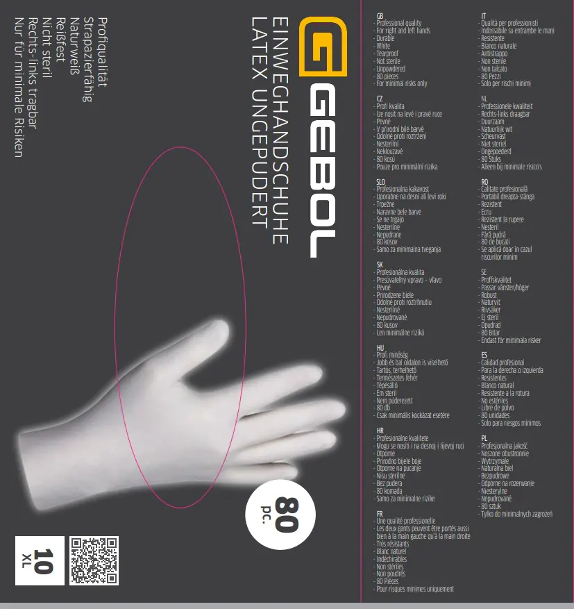 Gebol Einweghandschuh Latex ungepudert 80 Stück Gebol Einweghandschuh Latex ungepudert 80 Stück