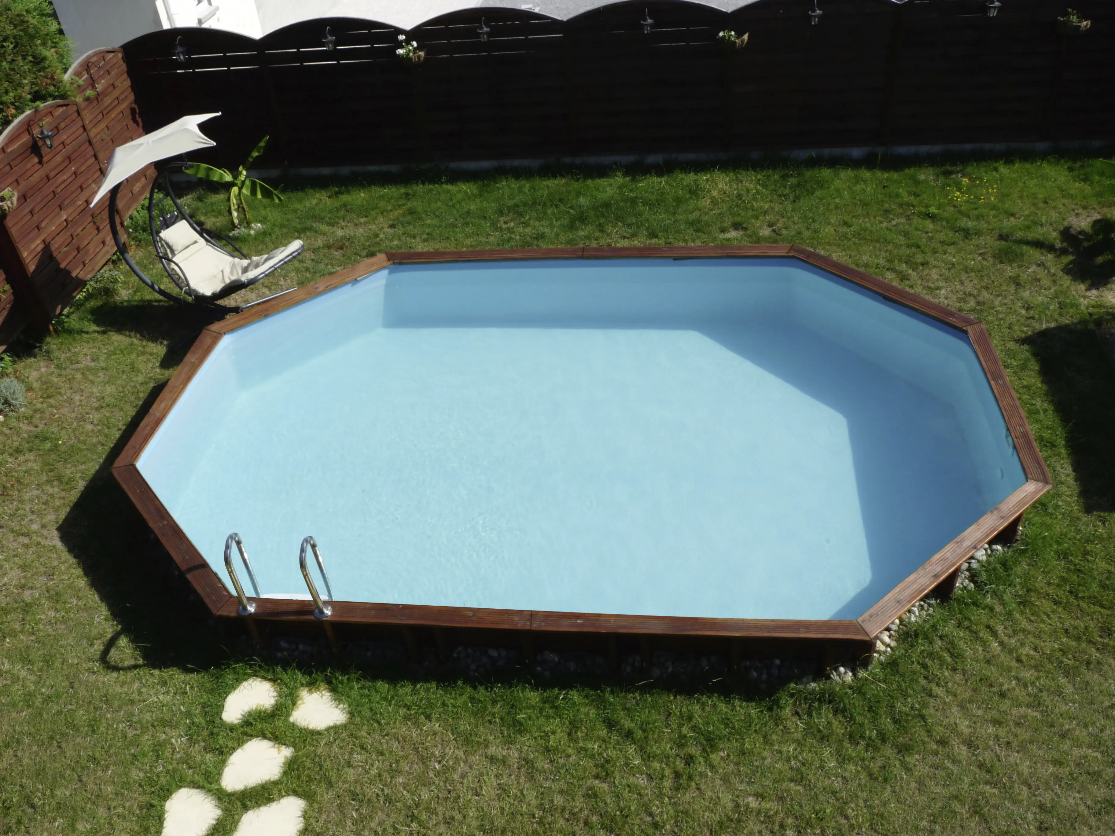 Gre Holzpool Grenade 2 Komplettset oval 436 x 336 x 117 cm natur