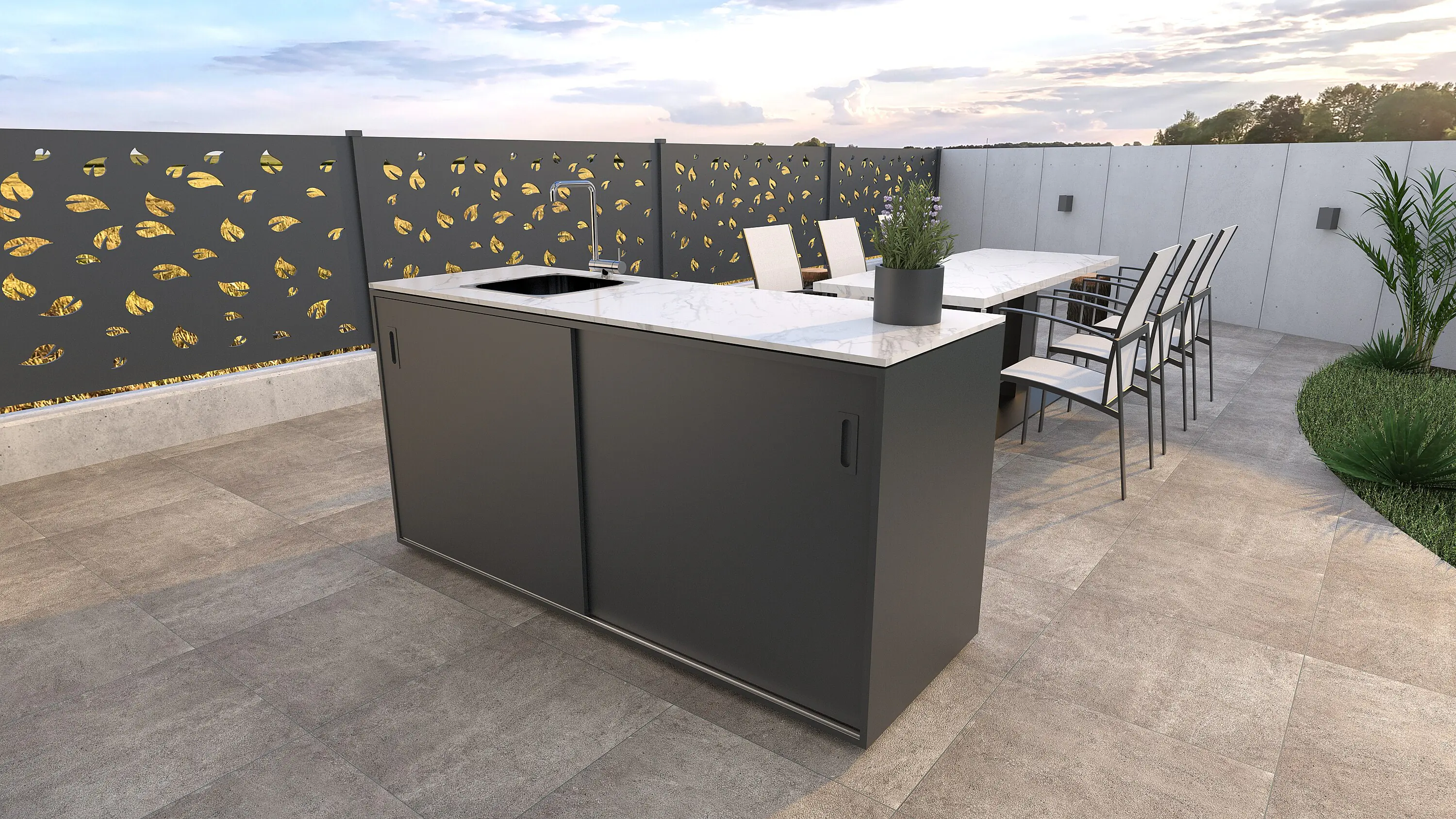 Bellano Living Element für Outdoorküchen inkl. Spüle links und 2 Türen anthrazit Bellano Living Element für Outdoorküchen inkl. Spüle links und 2 Türen anthrazit