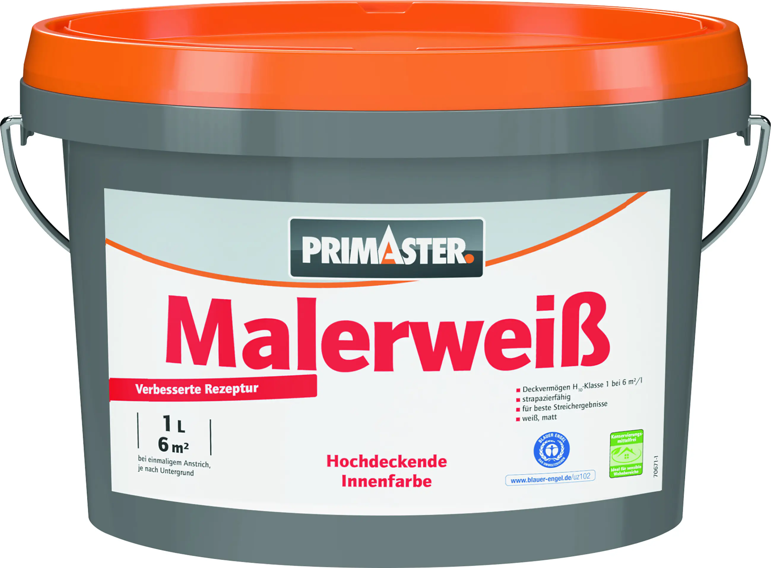 Primaster Wandfarbe Malerweiß konservierungsmittelfrei 1 L