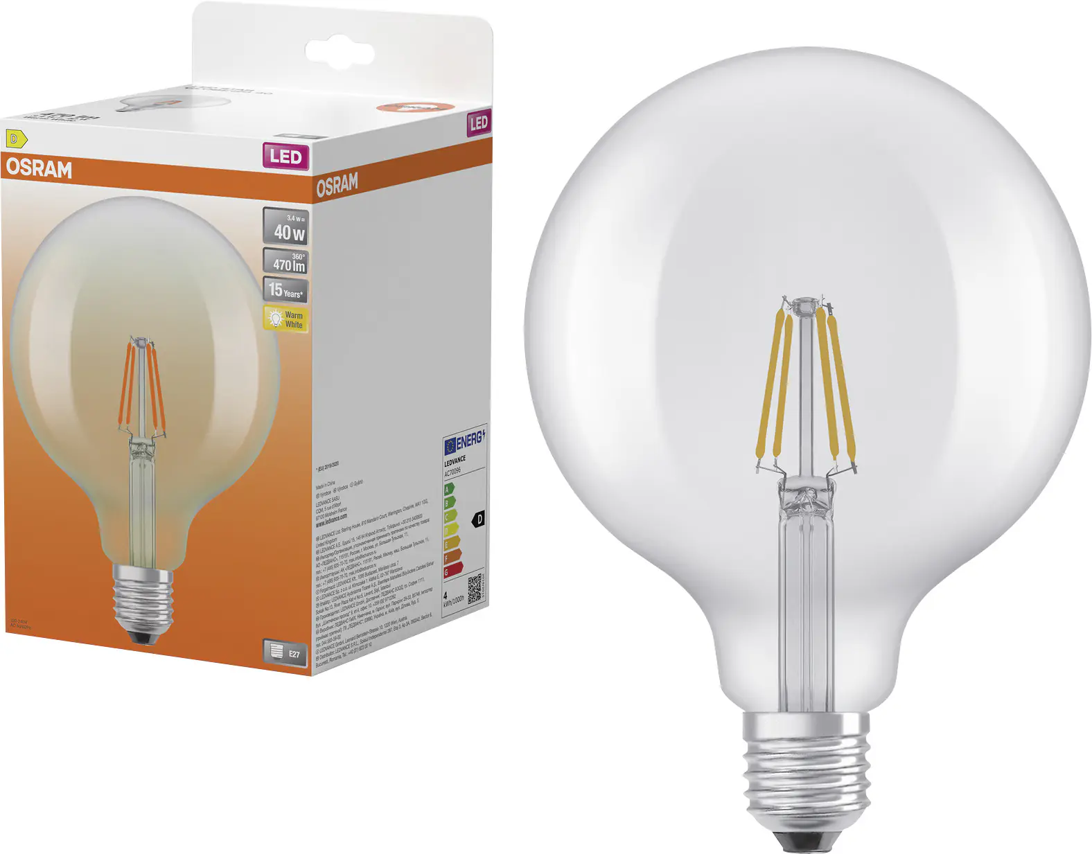 Osram LED Leuchtmittel E27 Star Globe 3,4W klar warmweiß Osram LED Leuchtmittel E27 Star Globe 3,4W klar warmweiß