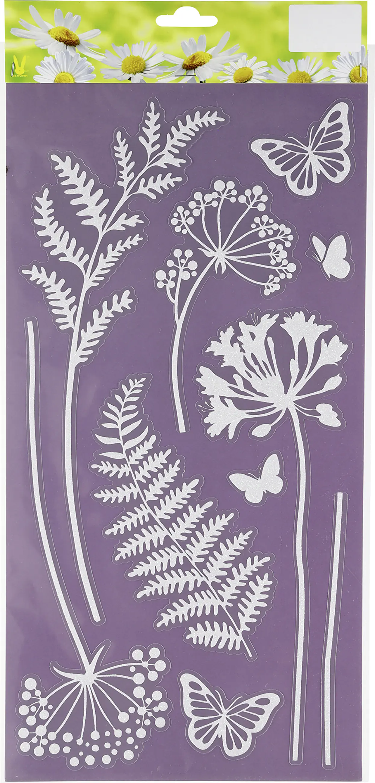 Glitzer-Fenstersticker Baumblätter in verschiedenen Größen weiß