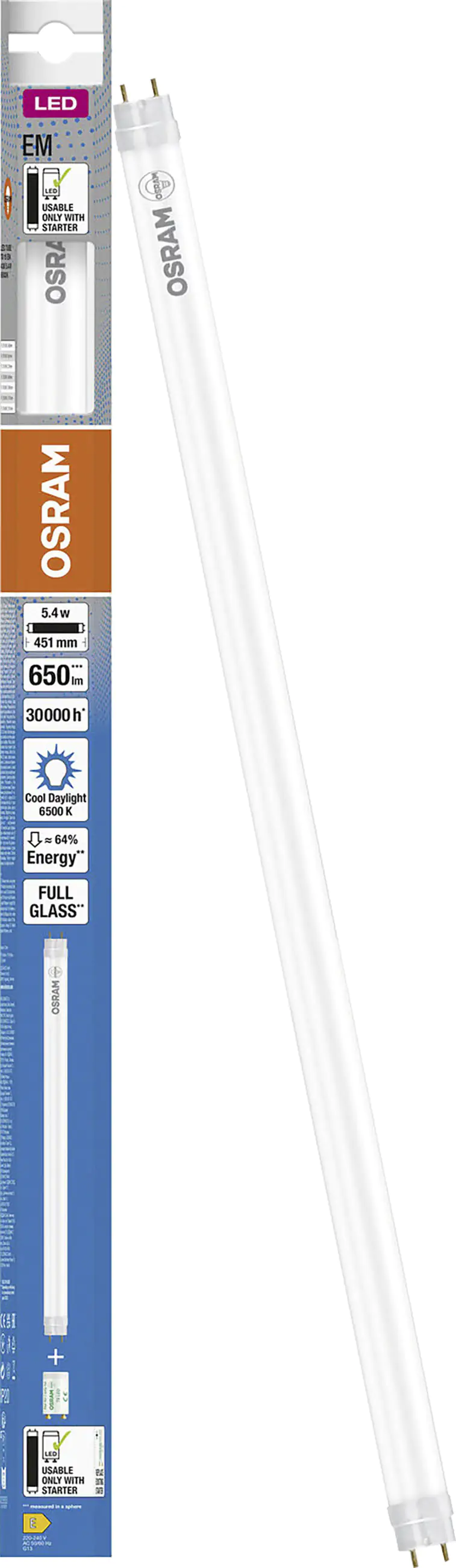 Osram LED Röhre 43,8 cm G13 5,4 W kaltweiß Osram LED Röhre 43,8 cm G13 5,4 W kaltweiß