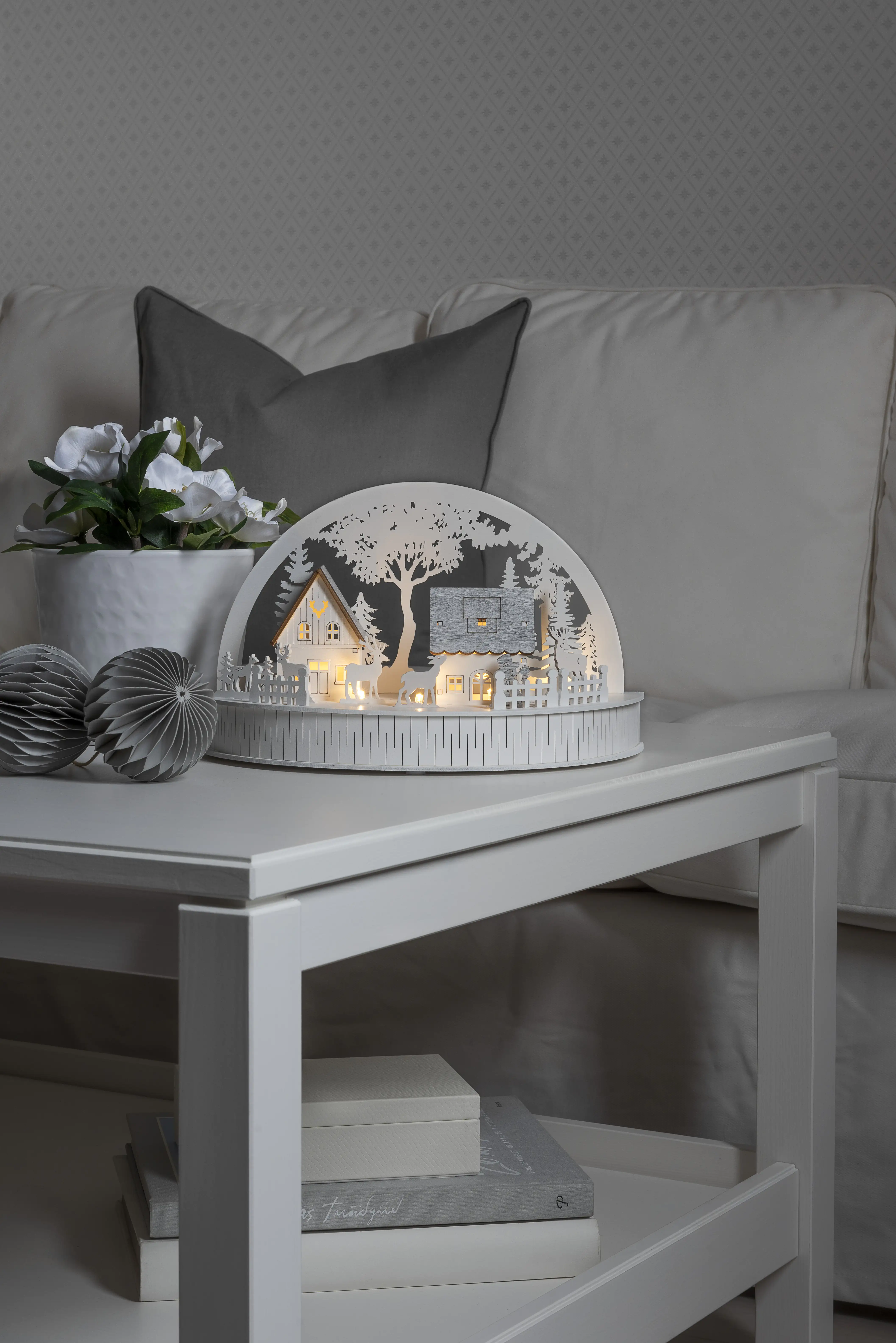 Konstsmide LED Holzsilhouette Häuser 30cmx15cmx18cm, Batterie