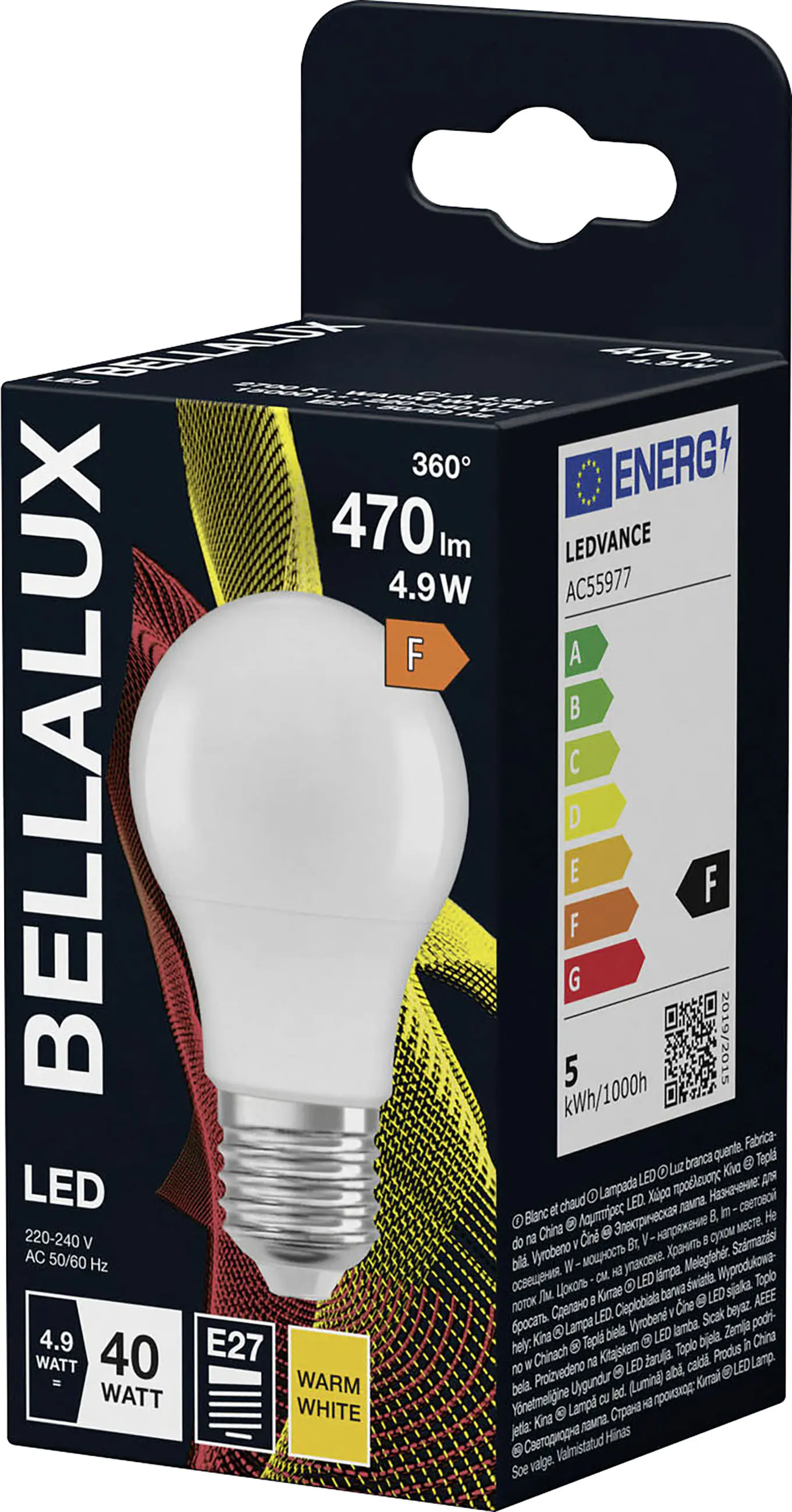 Bellalux LED Leuchtmittel Klassik CLA40 E27 4,9 W warmweiß matt