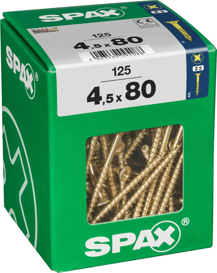 Spax Universalschrauben 4.5 x 80 mm PZ 2 - 125 Stk.