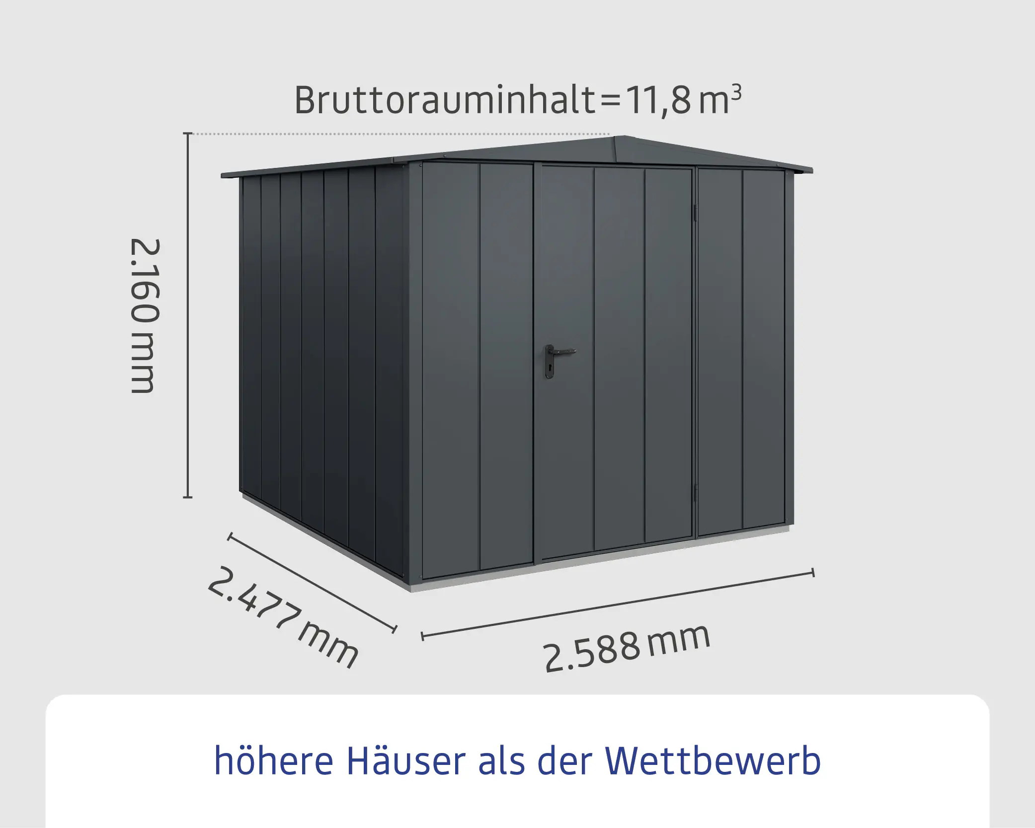 EcoStar Gerätehaus Elegant-S Typ 2 anthrazitgrau 1 flg 258,8 x 247,7 cm