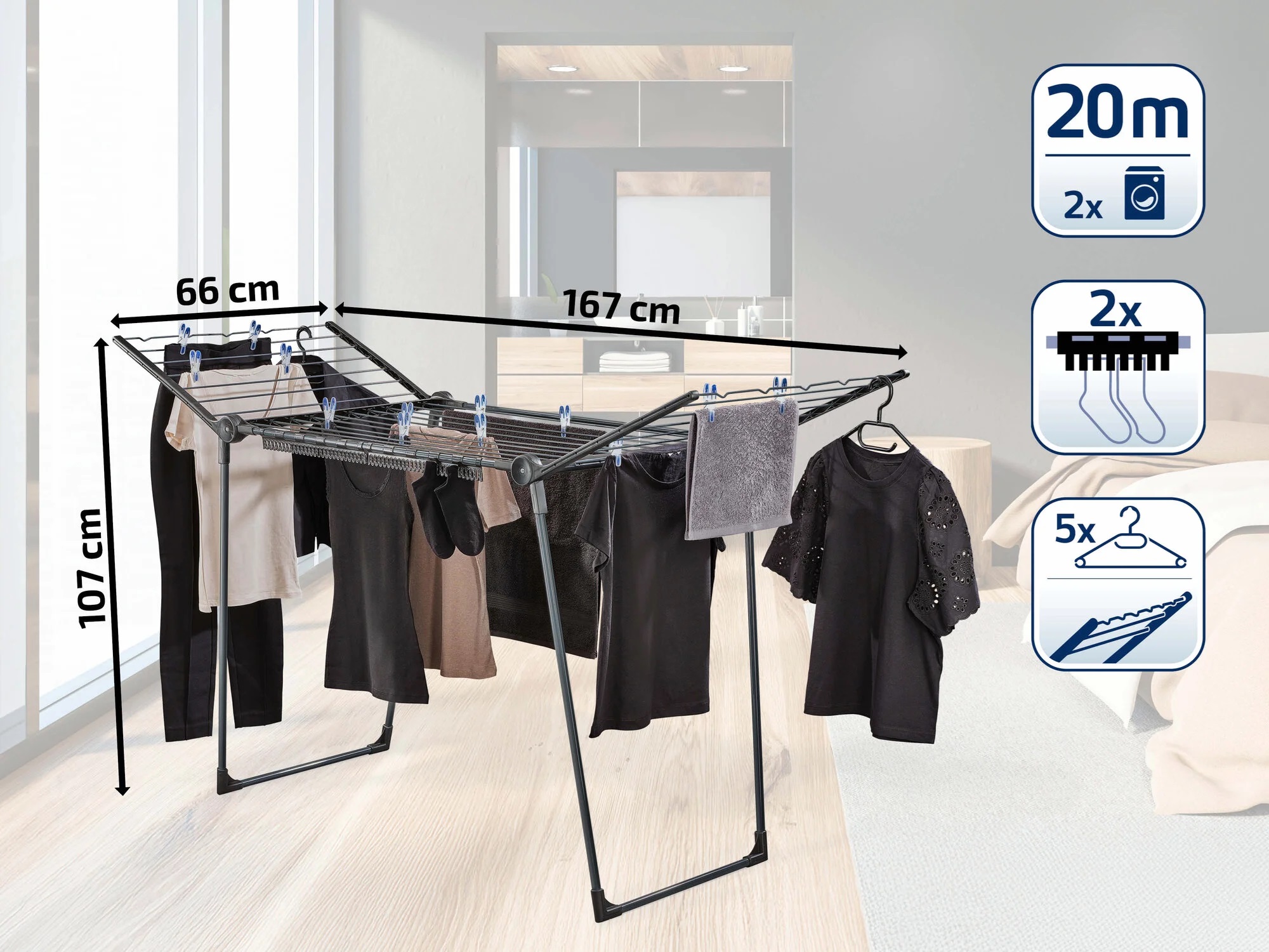 Leifheit Standtrockner Pegasus 200 Solid Black