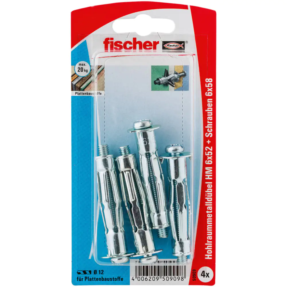 Fischer Hohlraumdübel aus Metall 6.0 x 52 mm - 4 Stück Fischer Hohlraumdübel aus Metall 6.0 x 52 mm - 4 Stück