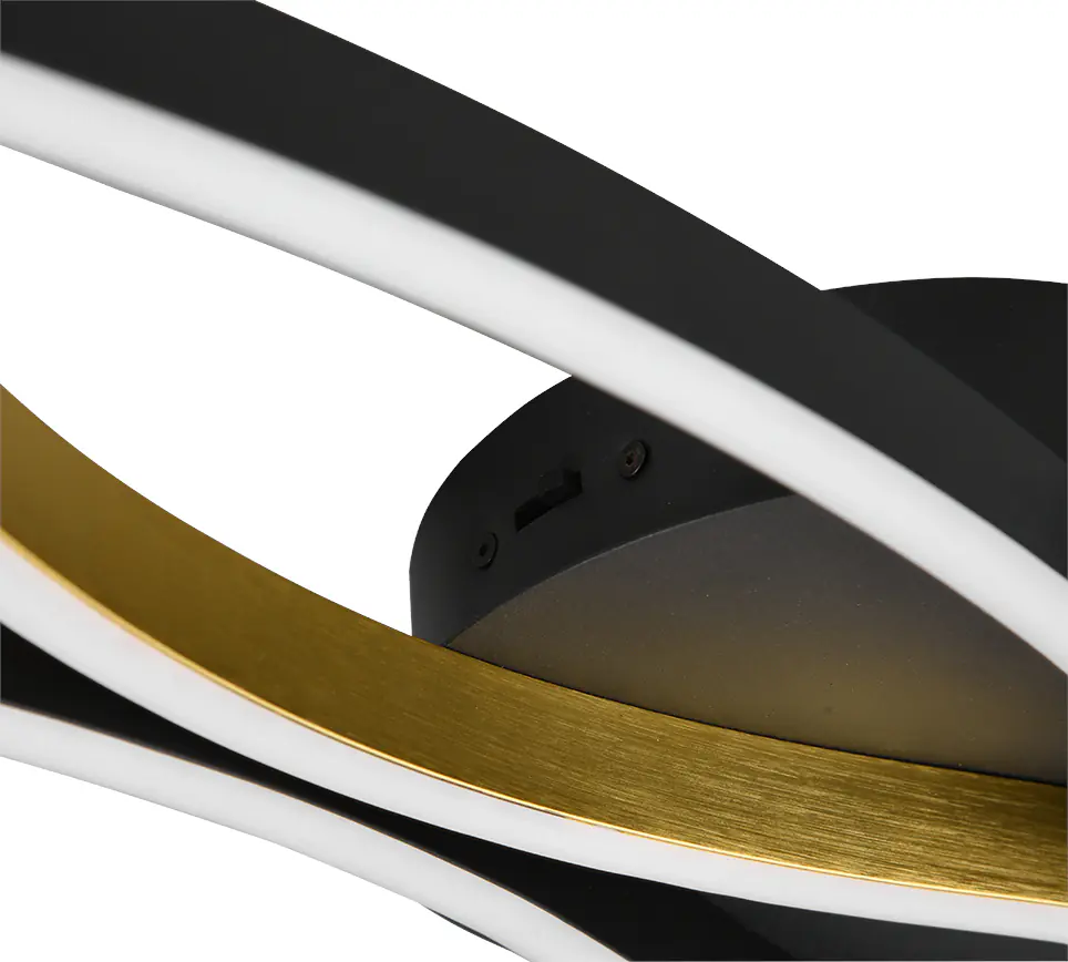 Trio Leuchten LED Deckenleuchte Blaze schwarz-messing 107 x 7 cm dimmbar