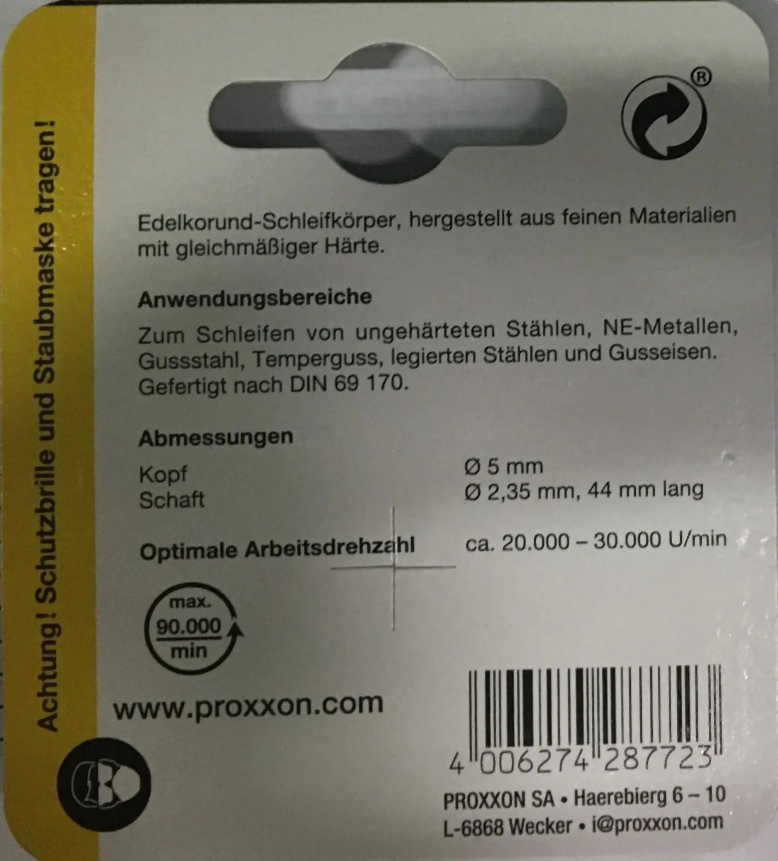 Proxxon Micromot Edelkorund-Schleifkörper 5 mm Proxxon Micromot Edelkorund-Schleifkörper 5 mm