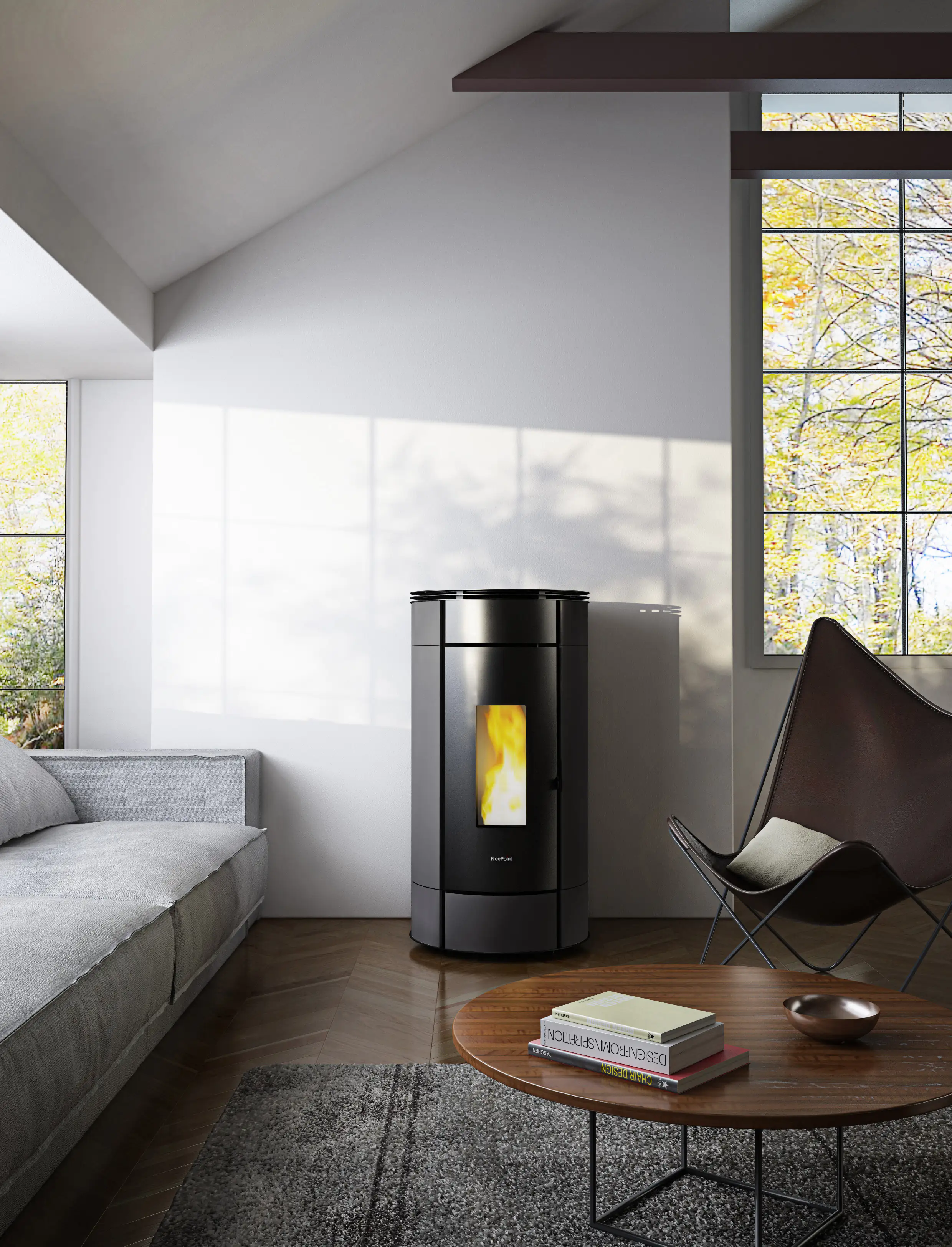 FreePoint Pelletofen GLOBE FreePoint Pelletofen Globe Stahl 10,5 kW schwarz