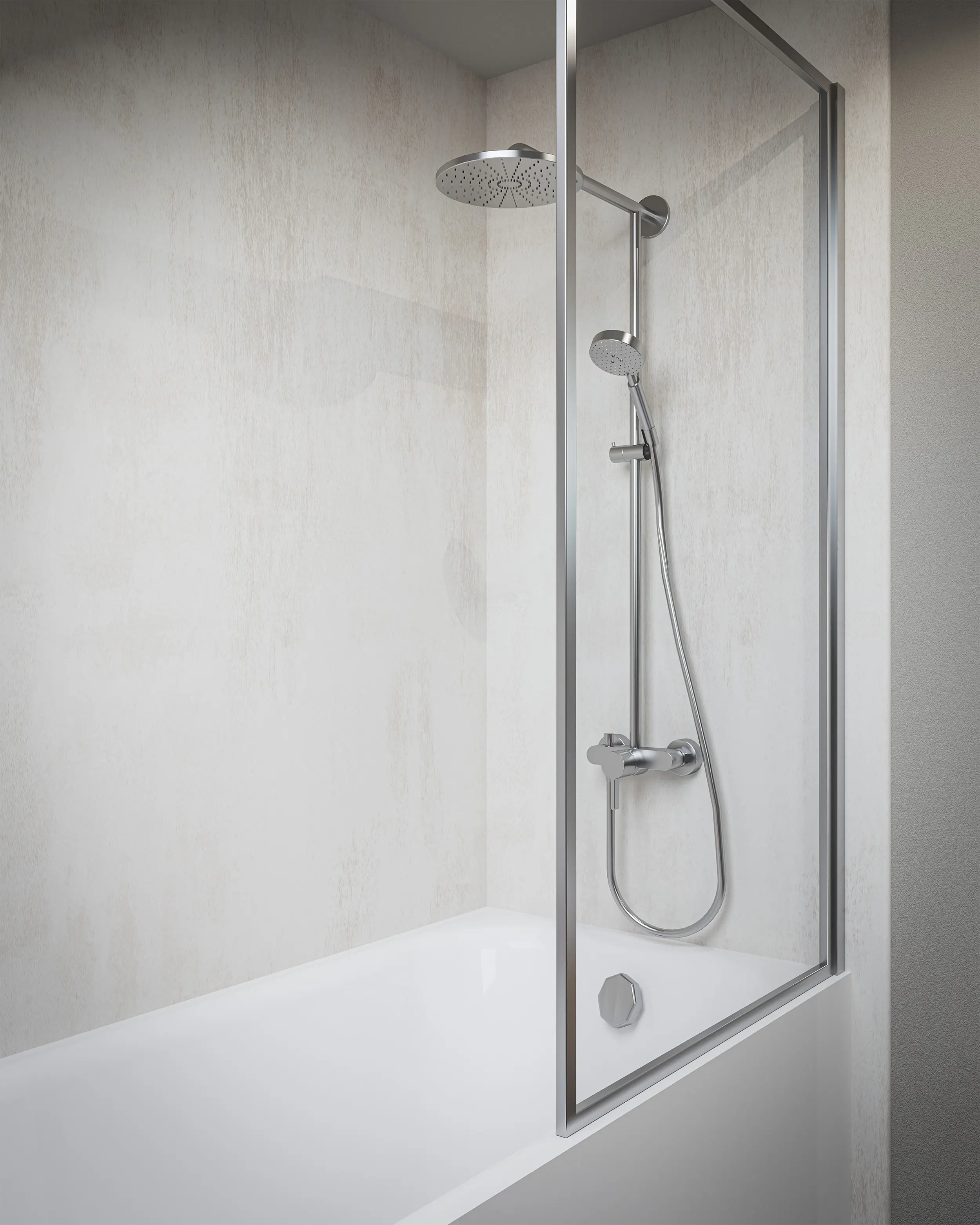 Wetwall Elite Wandpaneel  Warm Plaster 120 x 242 cm mit abgerundeter Abschlusskante